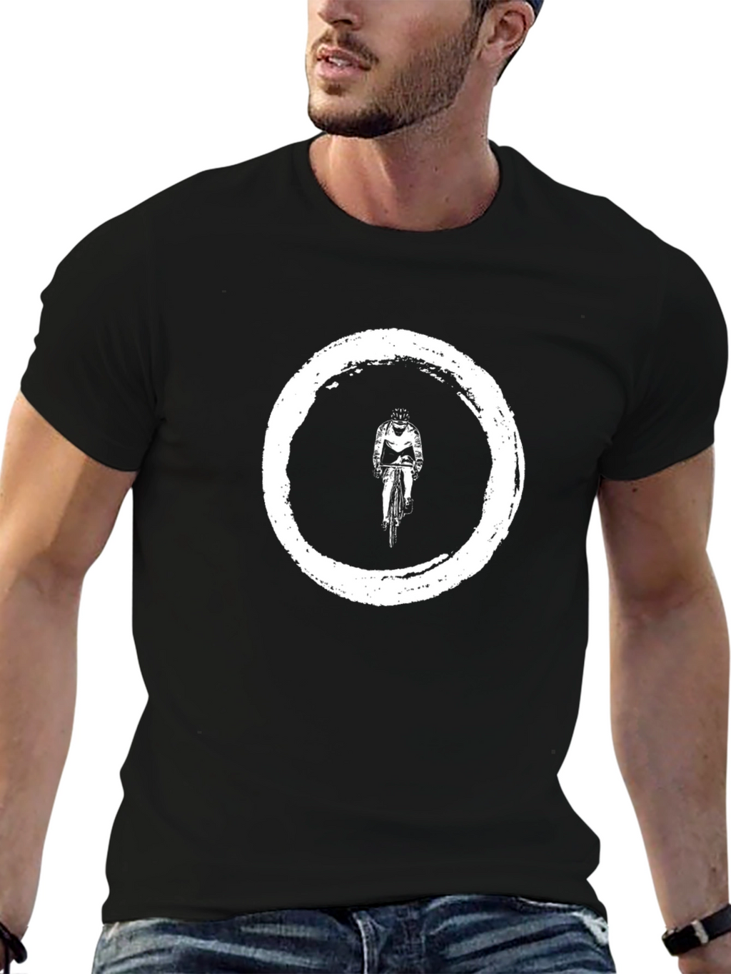 Cyclist Zen Circle Black T-Shirt