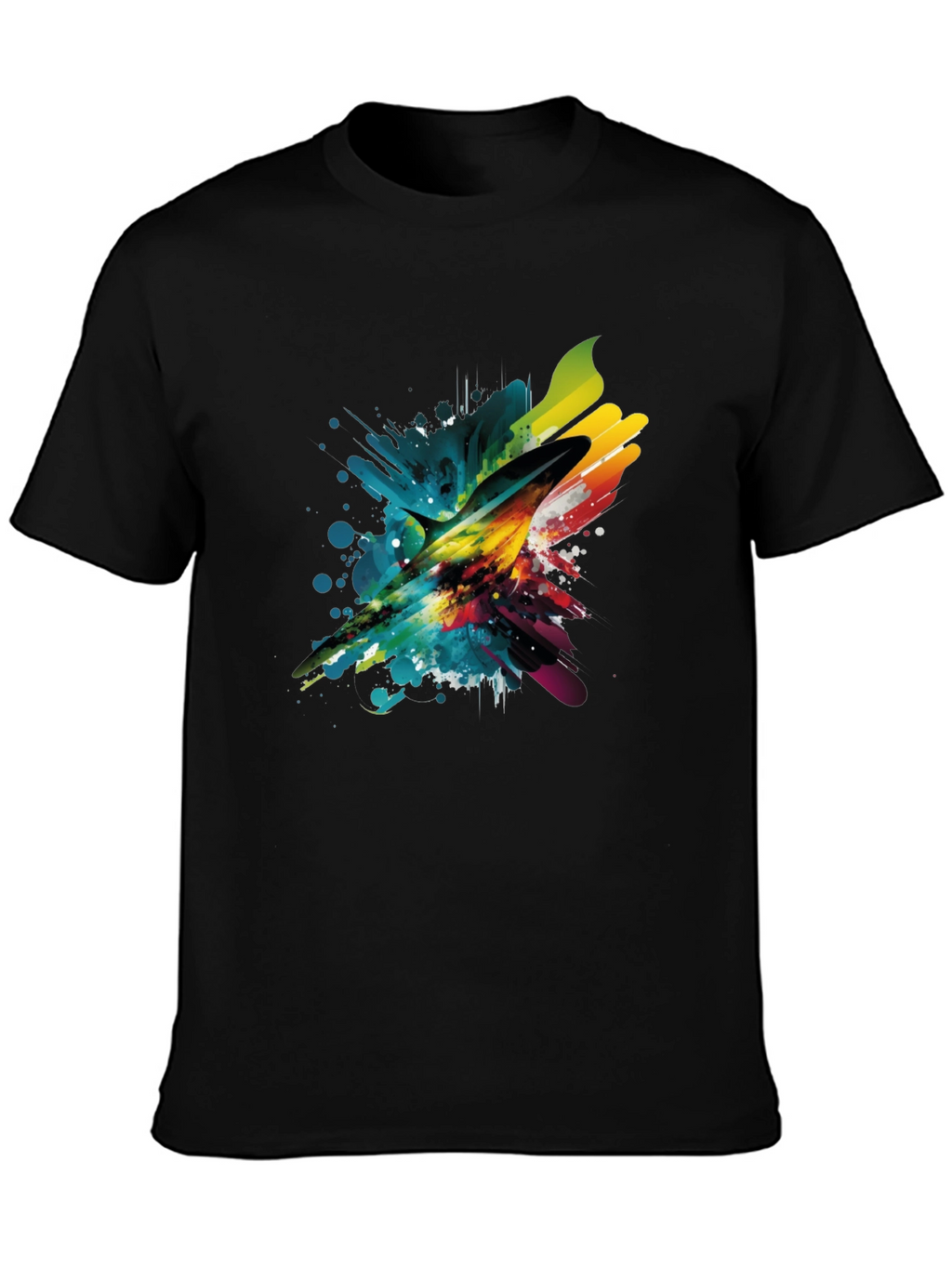 Abstract Marlin Mens Black T-Shirt