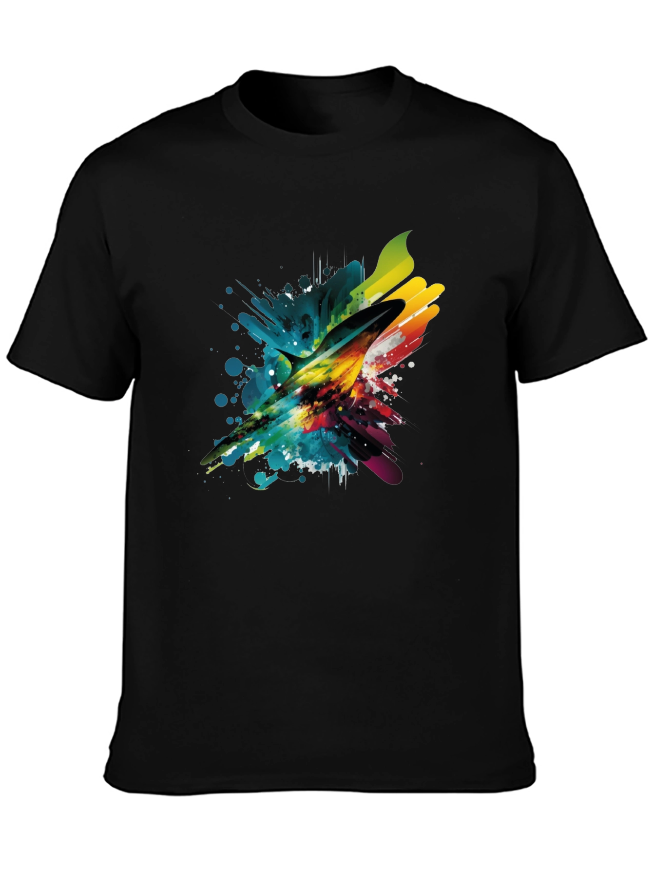 Abstract Marlin Mens Black T-Shirt