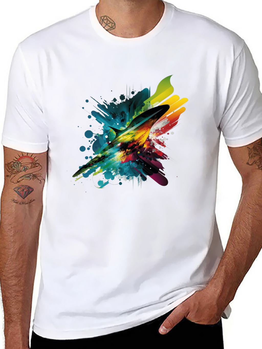 Abstract Marlin Mens Black T-Shirt