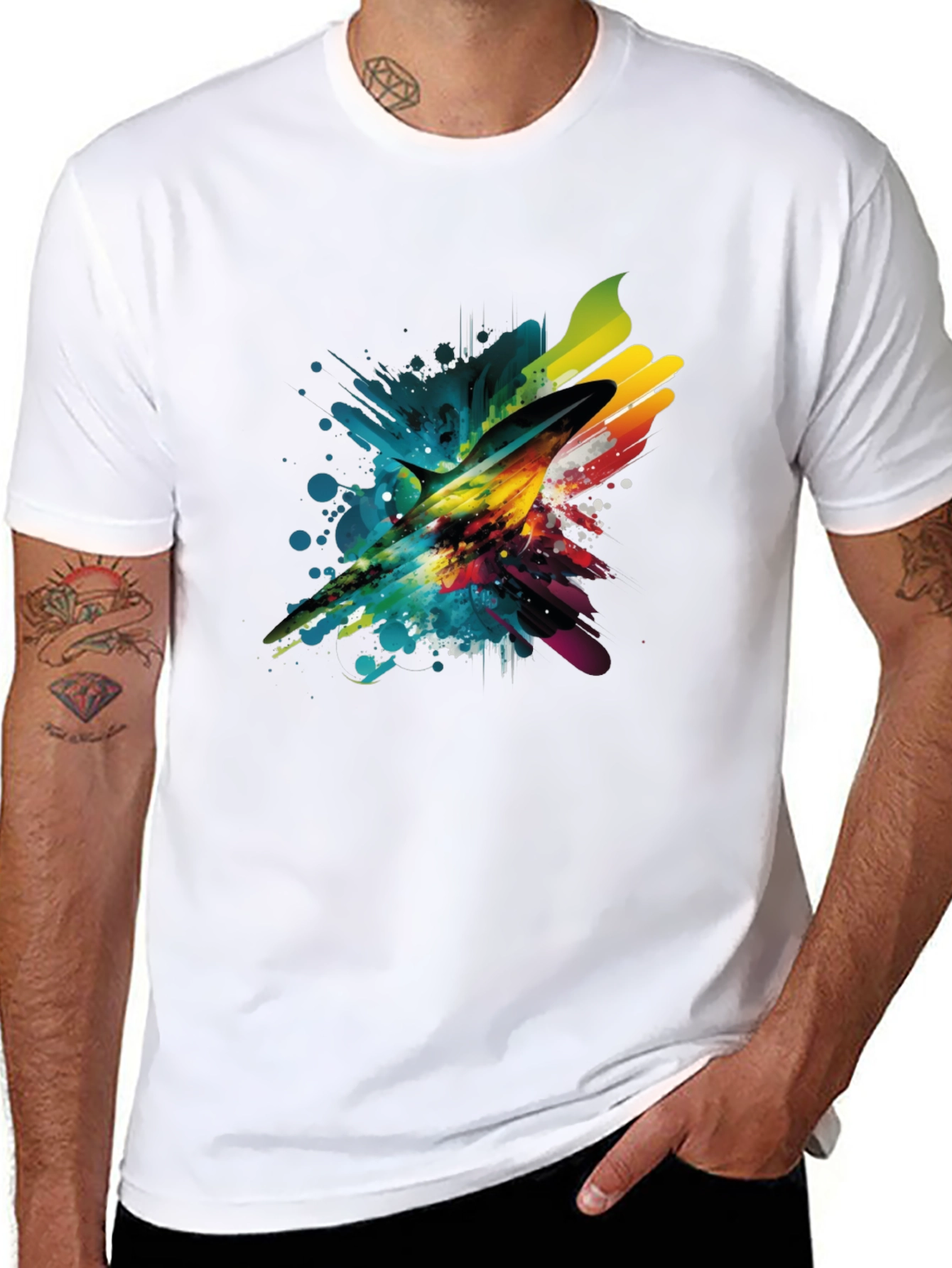 Abstract Marlin Mens Black T-Shirt