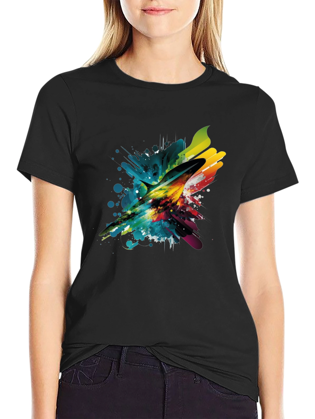 Abstract Marlin Mens Black T-Shirt