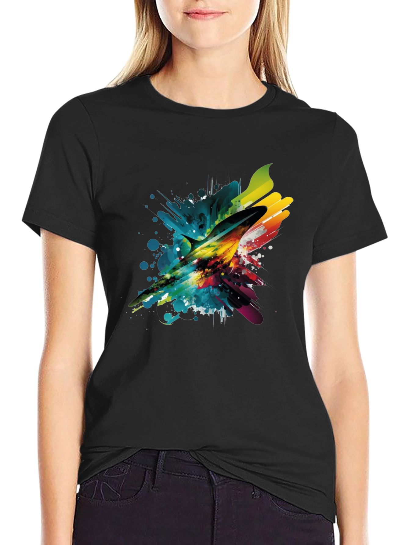 Abstract Marlin Mens Black T-Shirt