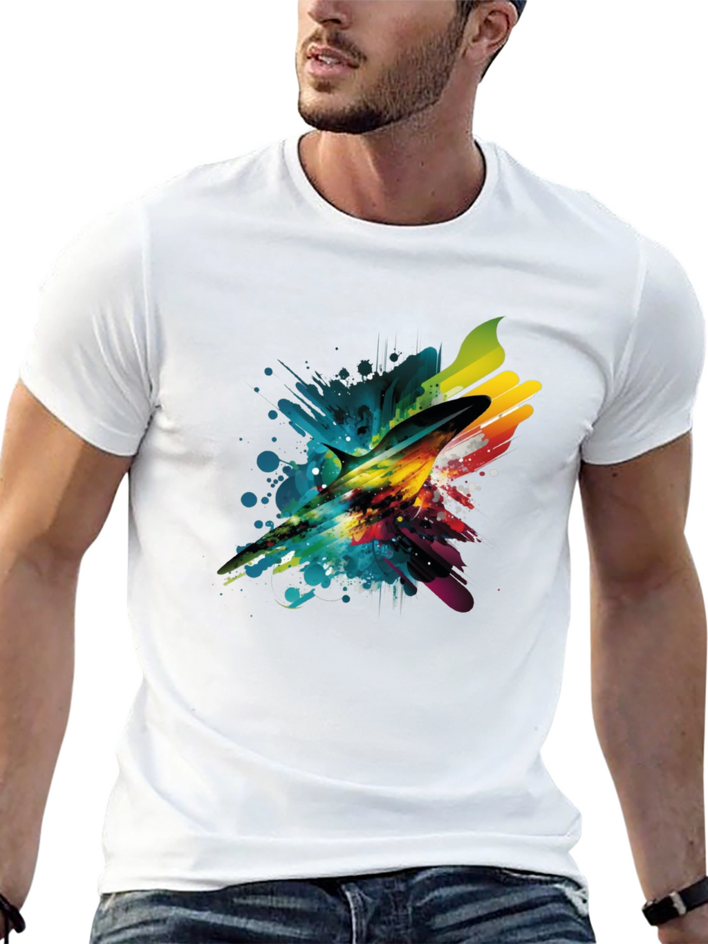 Abstract Marlin Mens Black T-Shirt