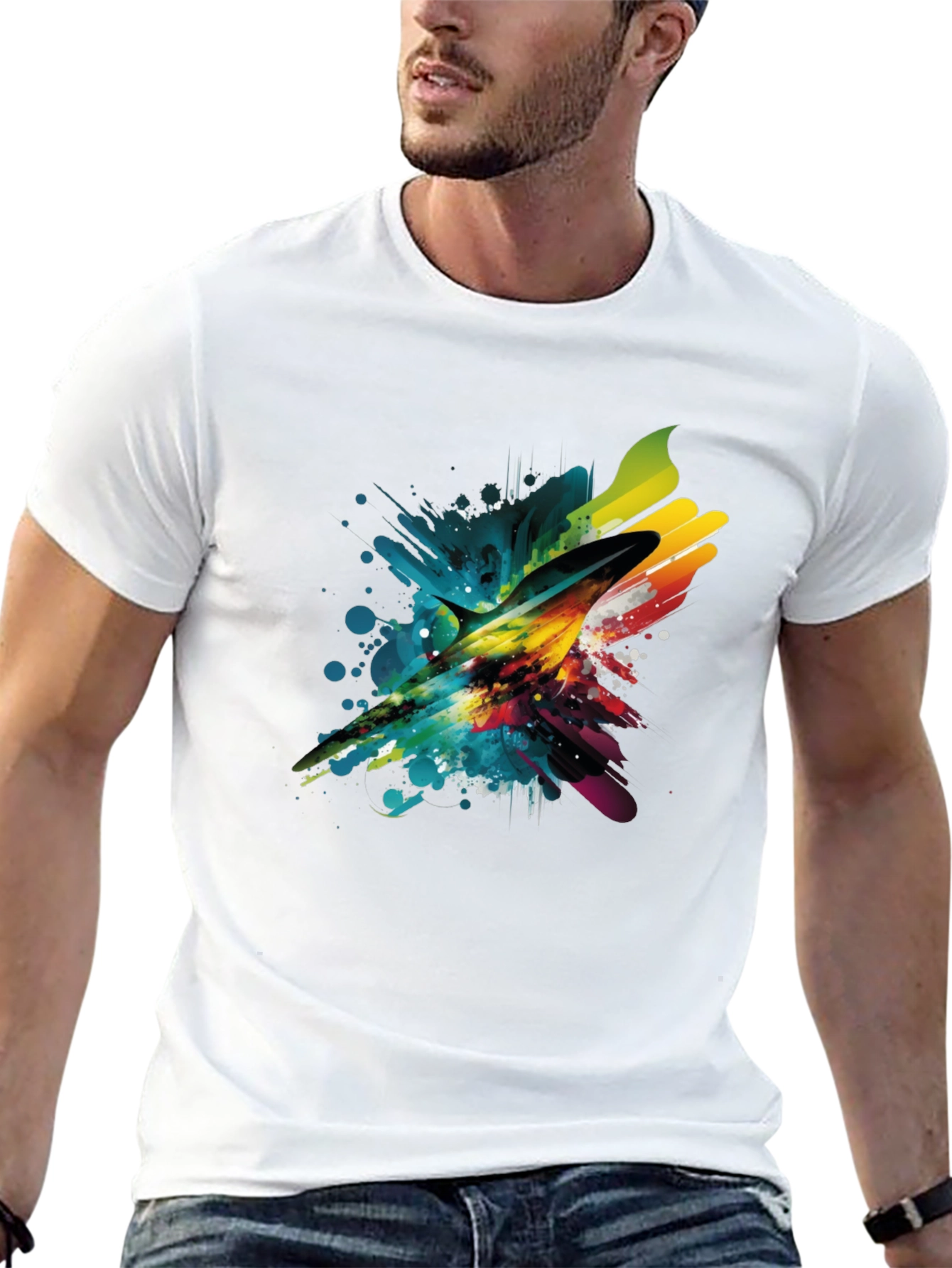 Abstract Marlin Mens Black T-Shirt
