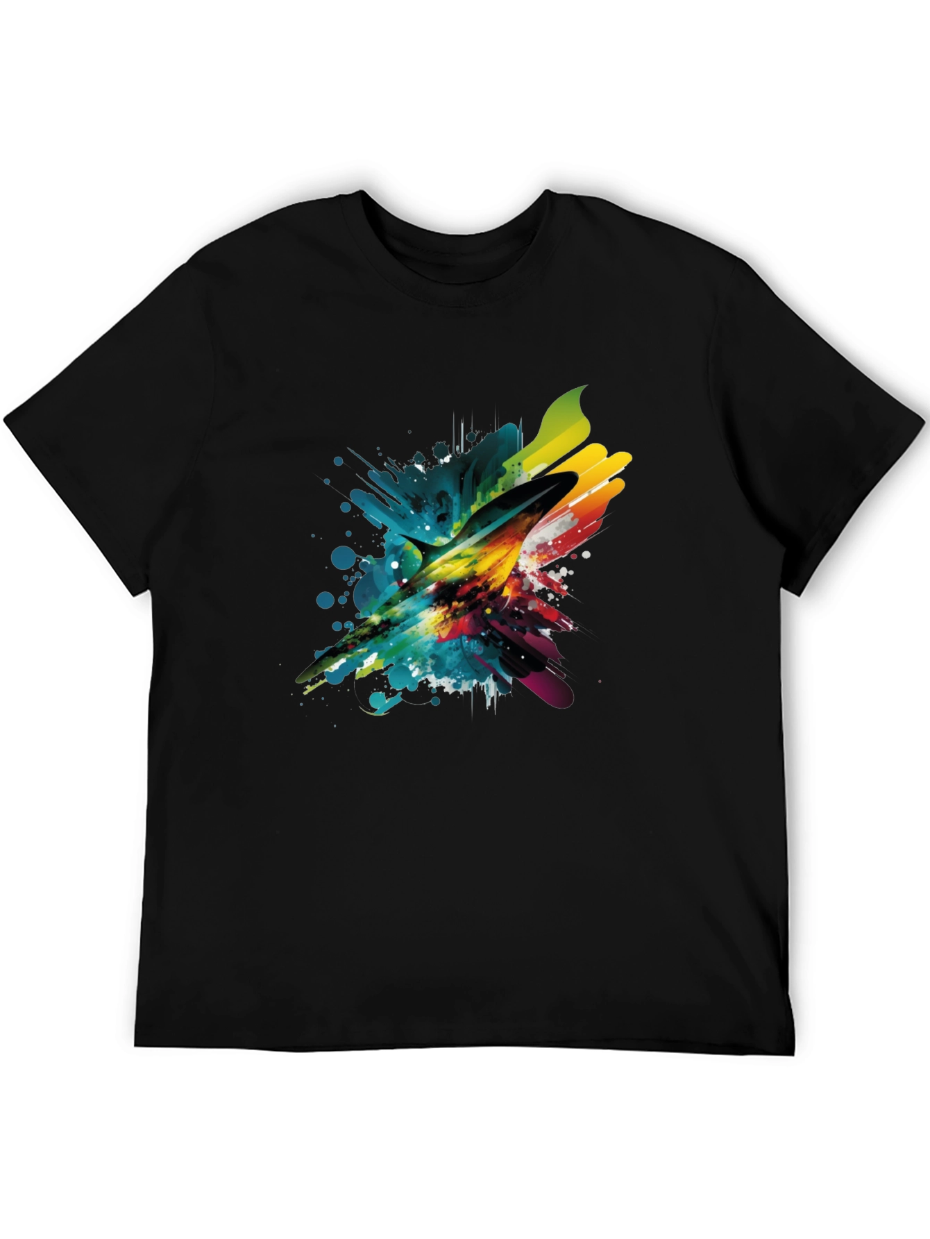 Abstract Marlin Mens Black T-Shirt