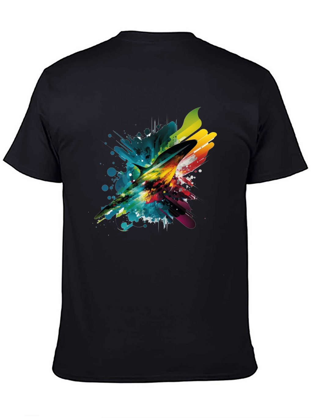 Abstract Marlin Mens Black T-Shirt