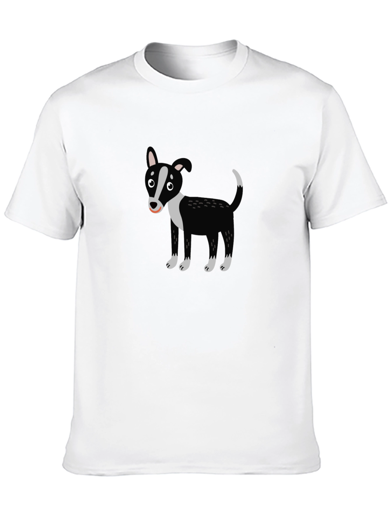 Cartoon Dog Graphic Tee - Black Crewneck T-Shirt