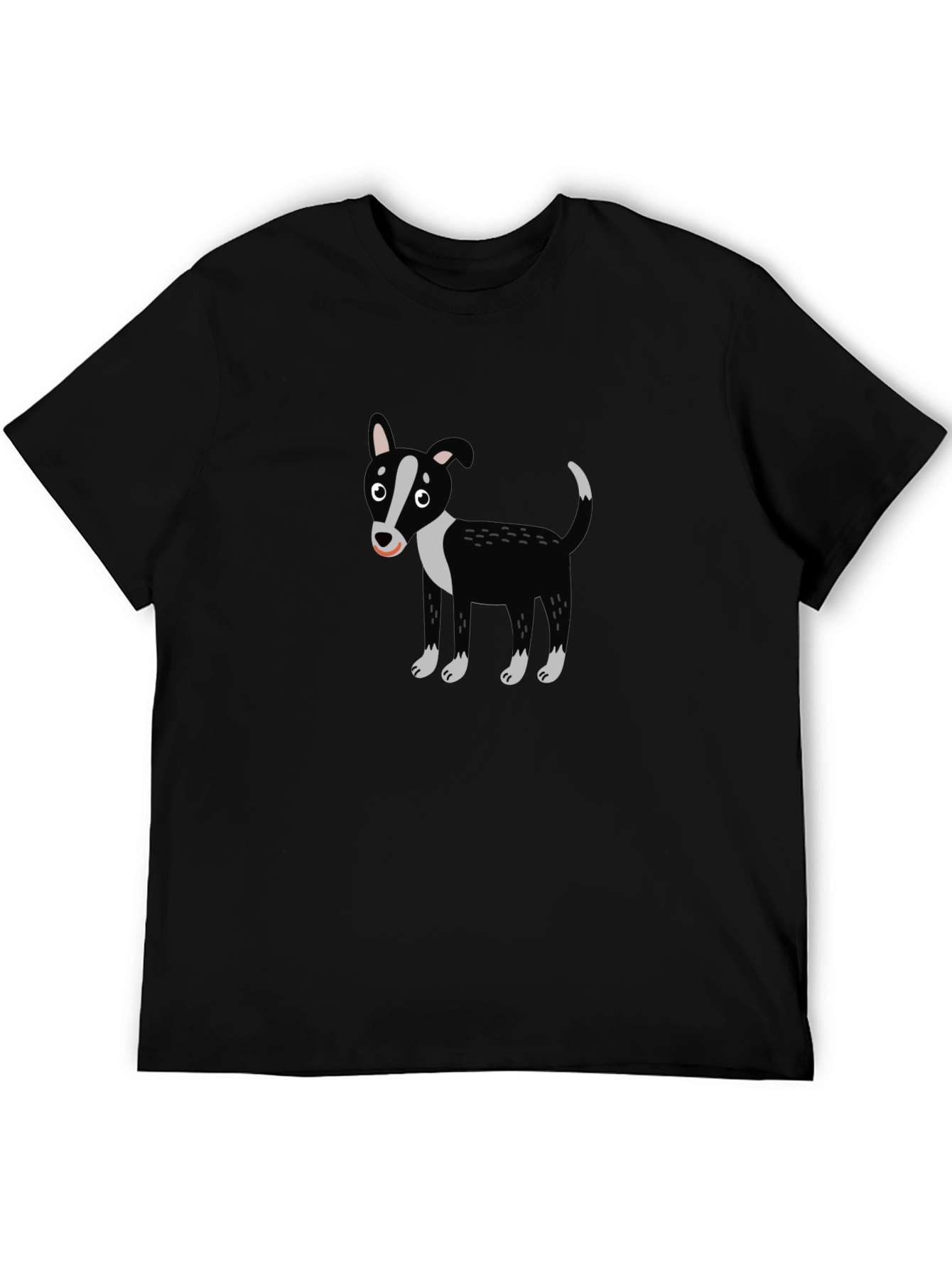 Cartoon Dog Graphic Tee - Black Crewneck T-Shirt