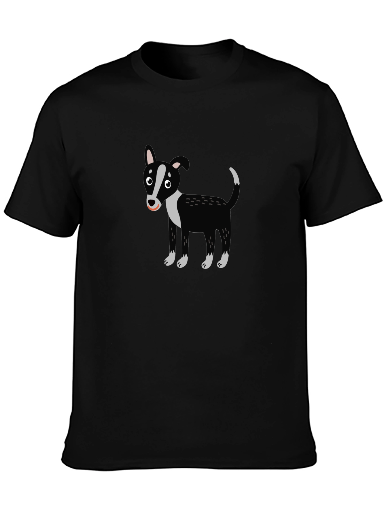 Cartoon Dog Graphic Tee - Black Crewneck T-Shirt