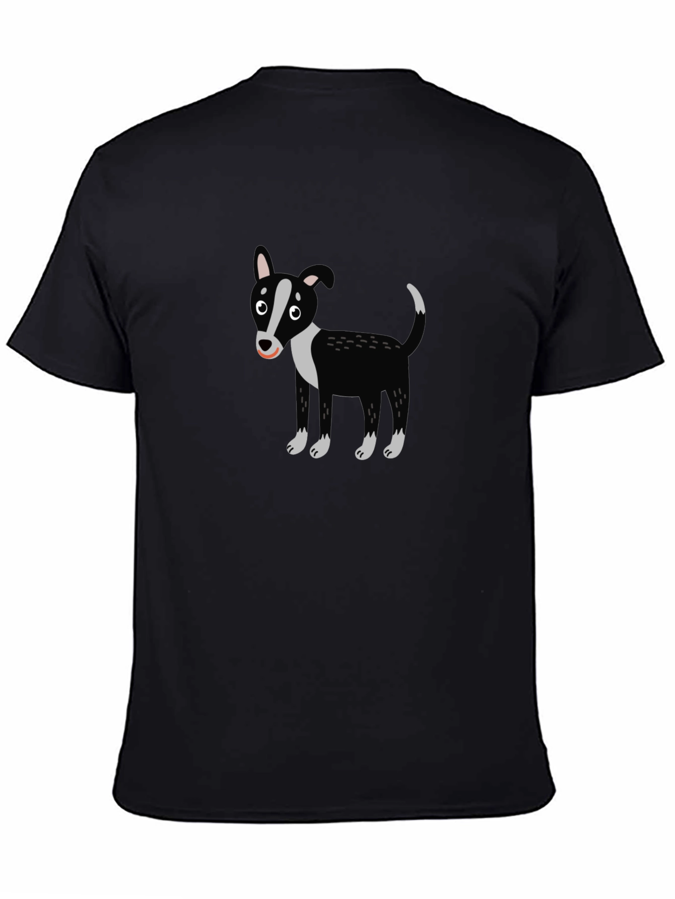 Cartoon Dog Graphic Tee - Black Crewneck T-Shirt