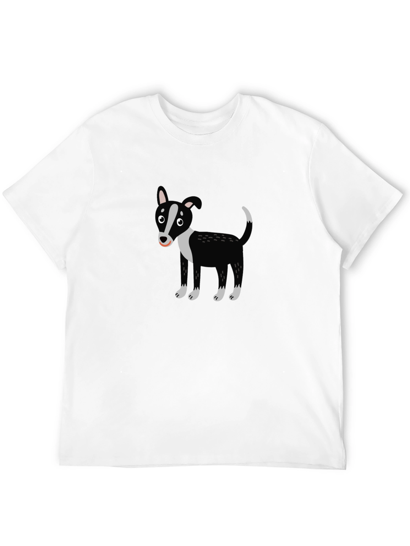 Cartoon Dog Graphic Tee - Black Crewneck T-Shirt