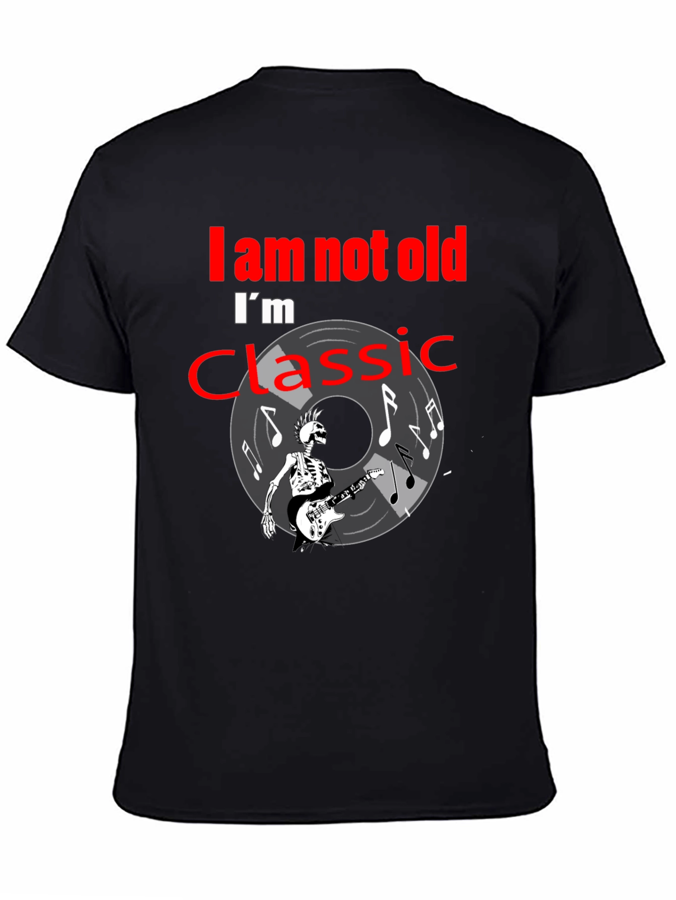 Classic Rock T-Shirt: Im Not Old Skeleton Guitar Player Tee