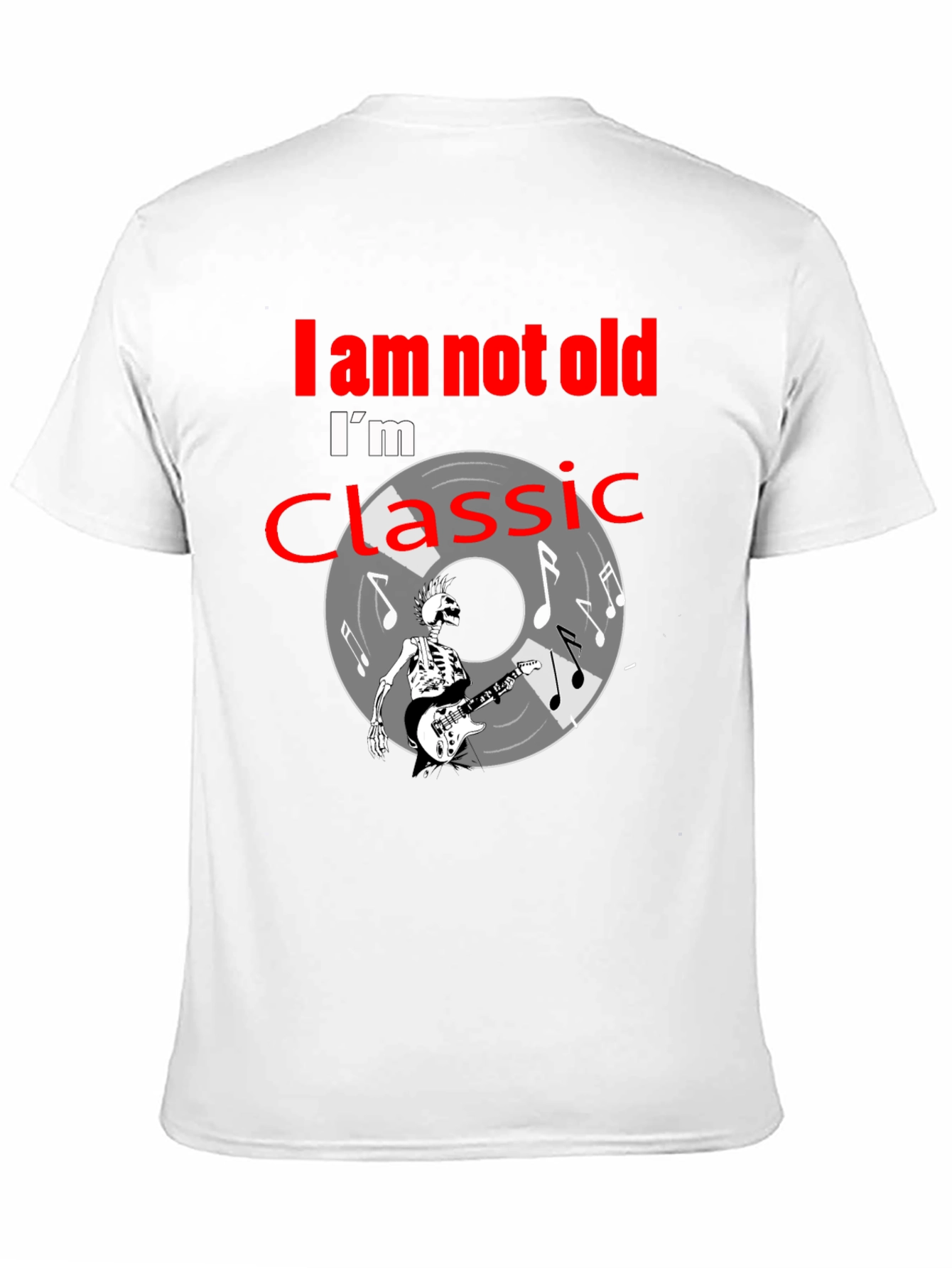 Classic Rock T-Shirt: Im Not Old Skeleton Guitar Player Tee
