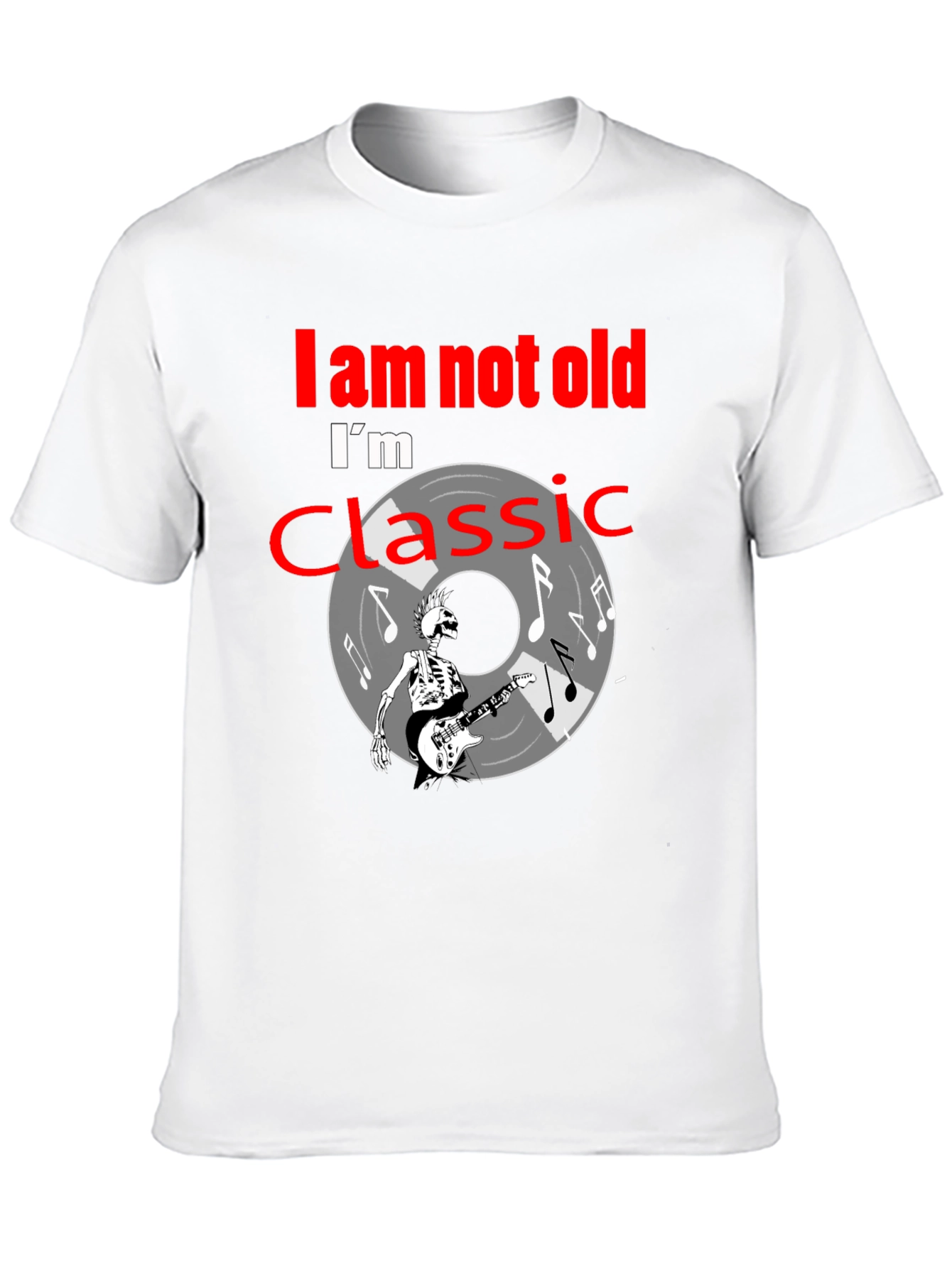 Classic Rock T-Shirt: Im Not Old Skeleton Guitar Player Tee