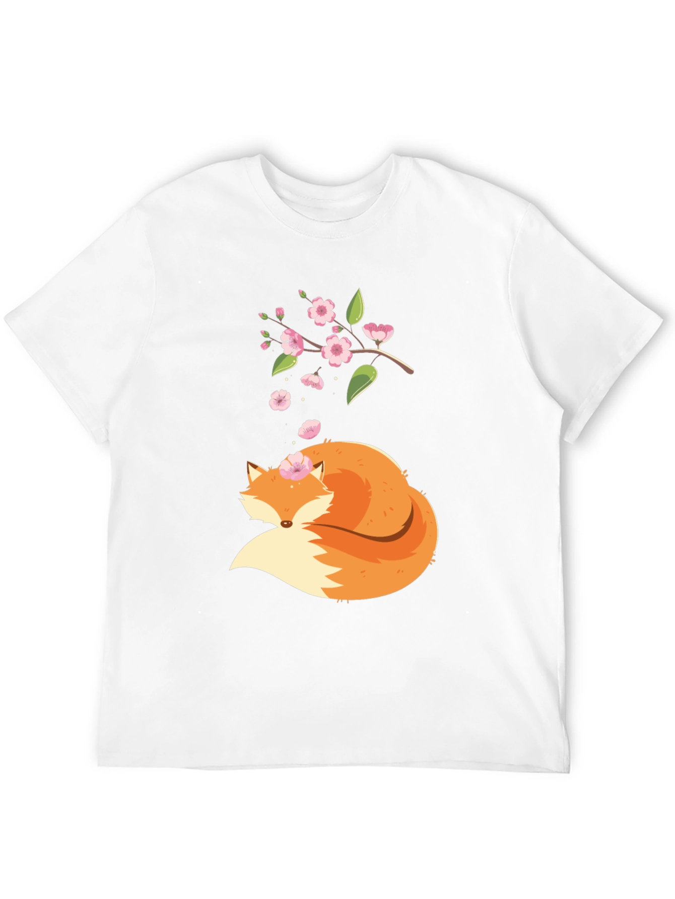 Fox and Blossoms Black Graphic Tee