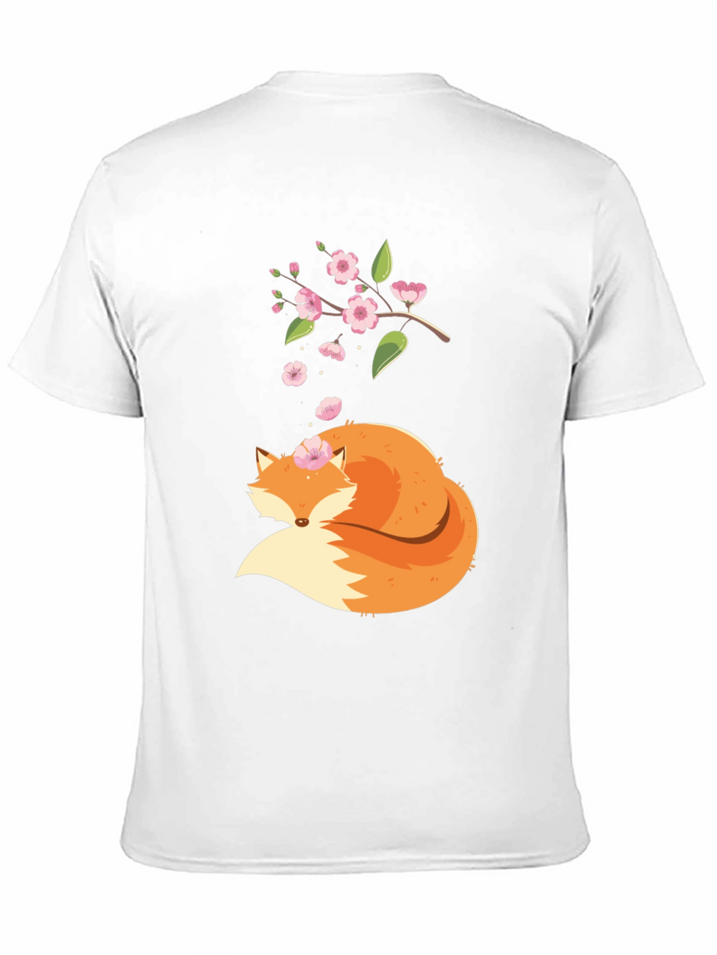 Fox and Blossoms Black Graphic Tee