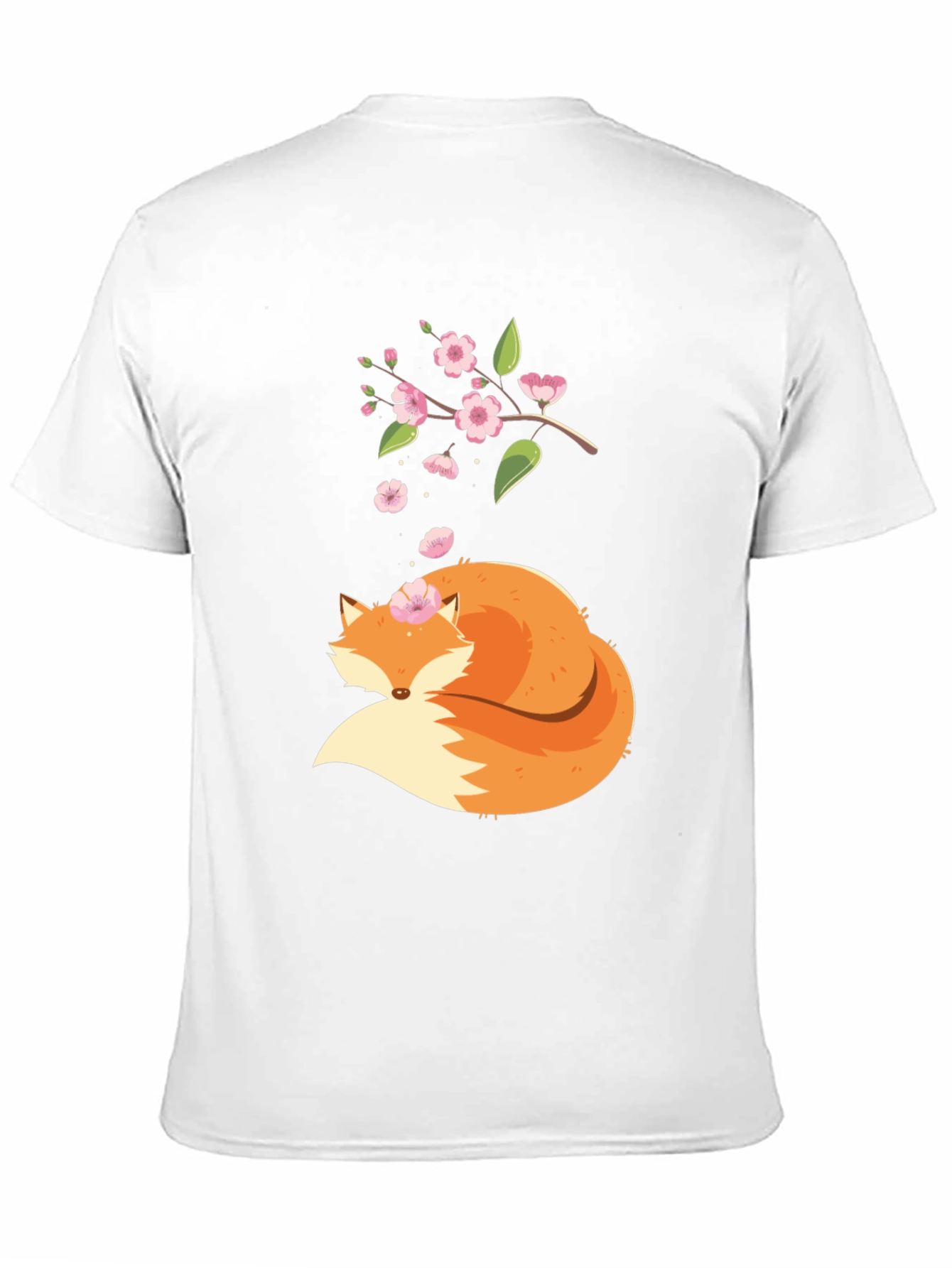 Fox and Blossoms Black Graphic Tee