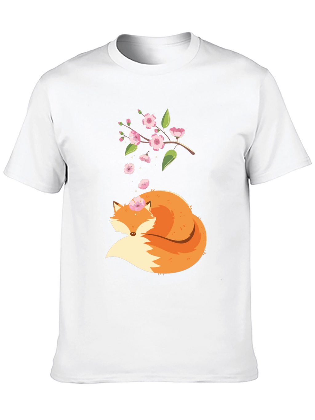 Fox and Blossoms Black Graphic Tee