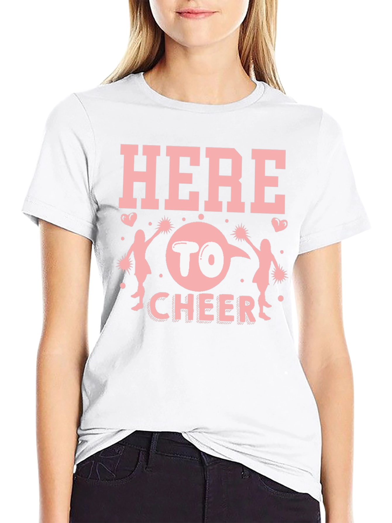 Here to Cheer Graphic Tee - Spirit & Support!