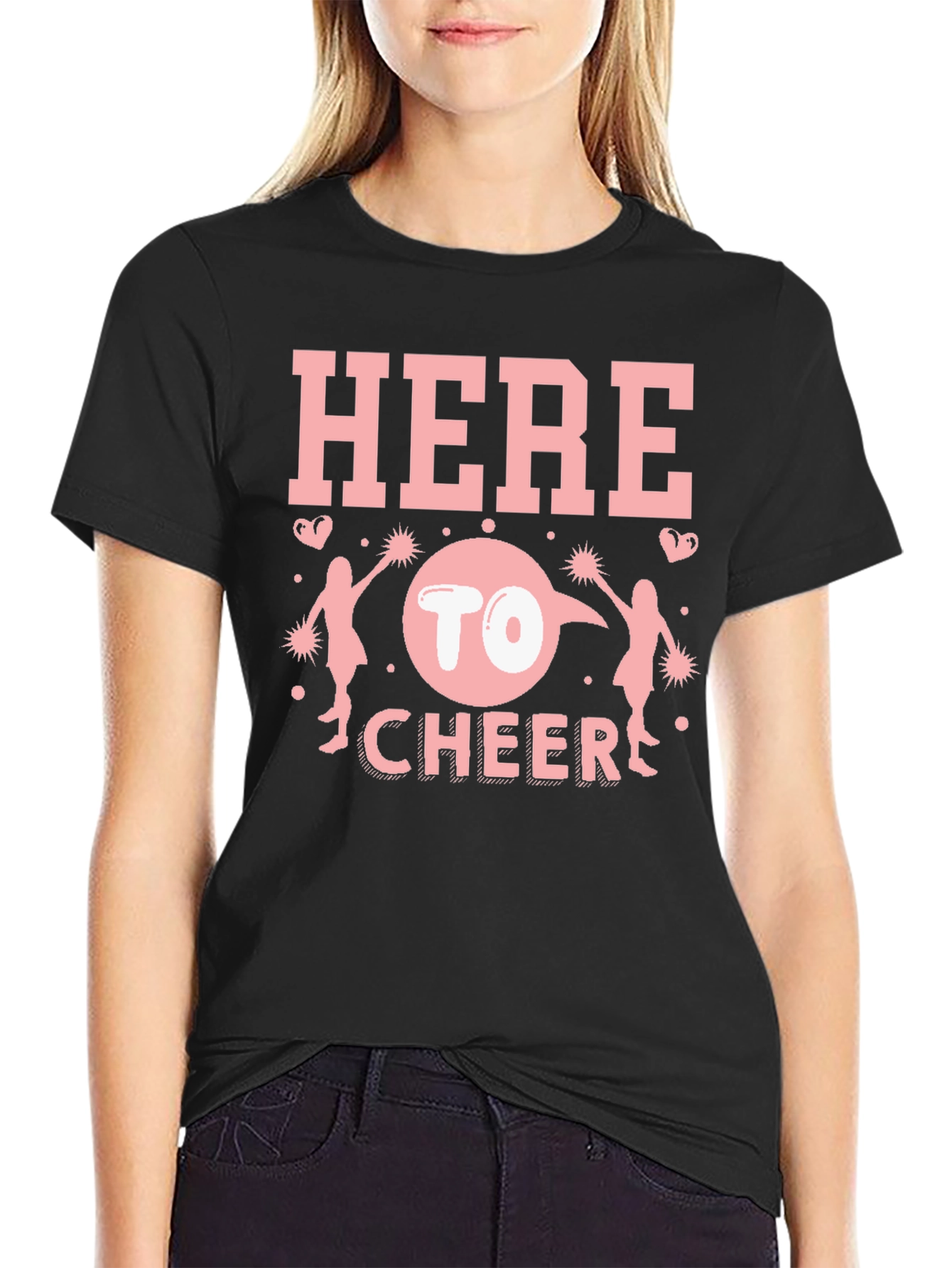 Here to Cheer Graphic Tee - Spirit & Support!
