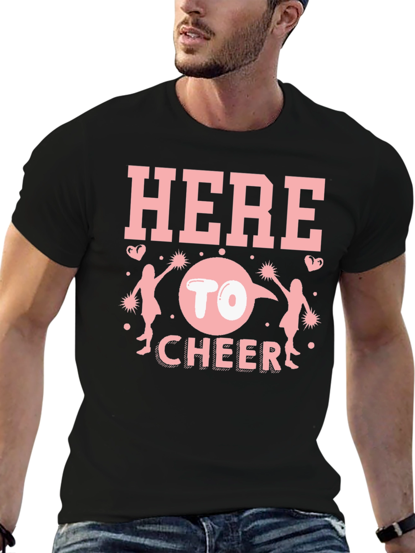 Here to Cheer Graphic Tee - Spirit & Support!