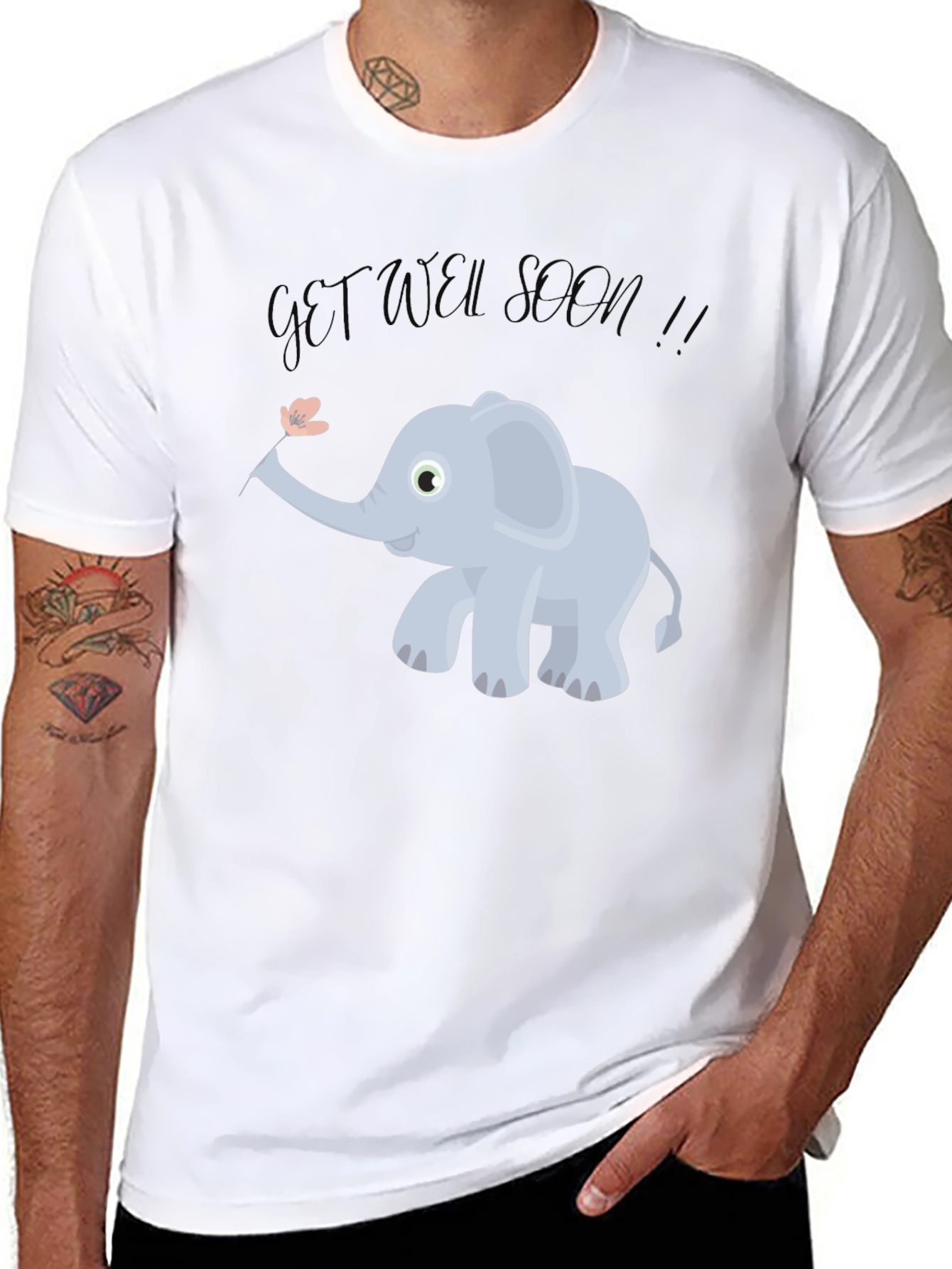 Cute Get Well Soon Elephant Graphic Tee - Unisex