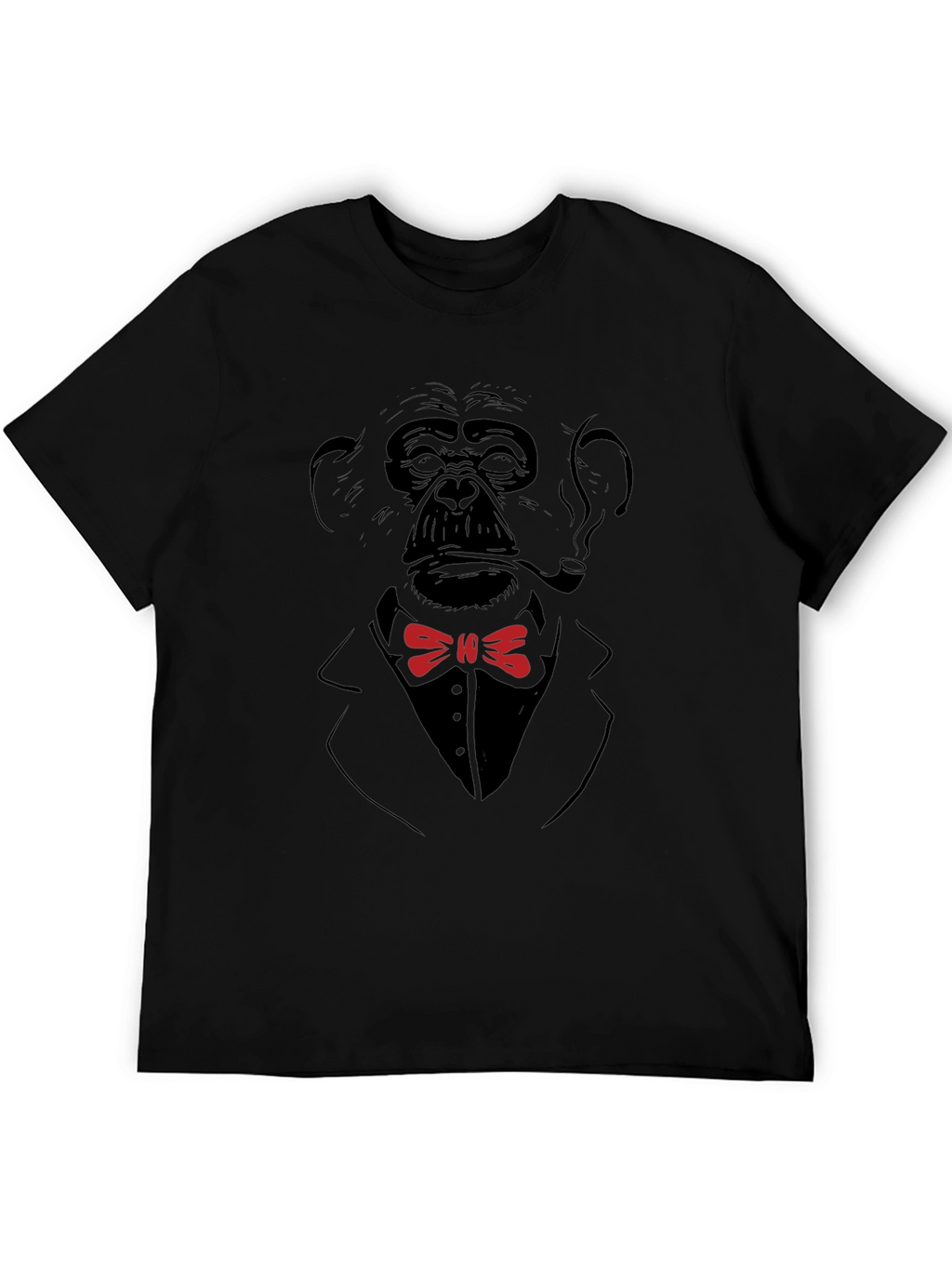 Chimpanzee Smoking Pipe T-Shirt - Black