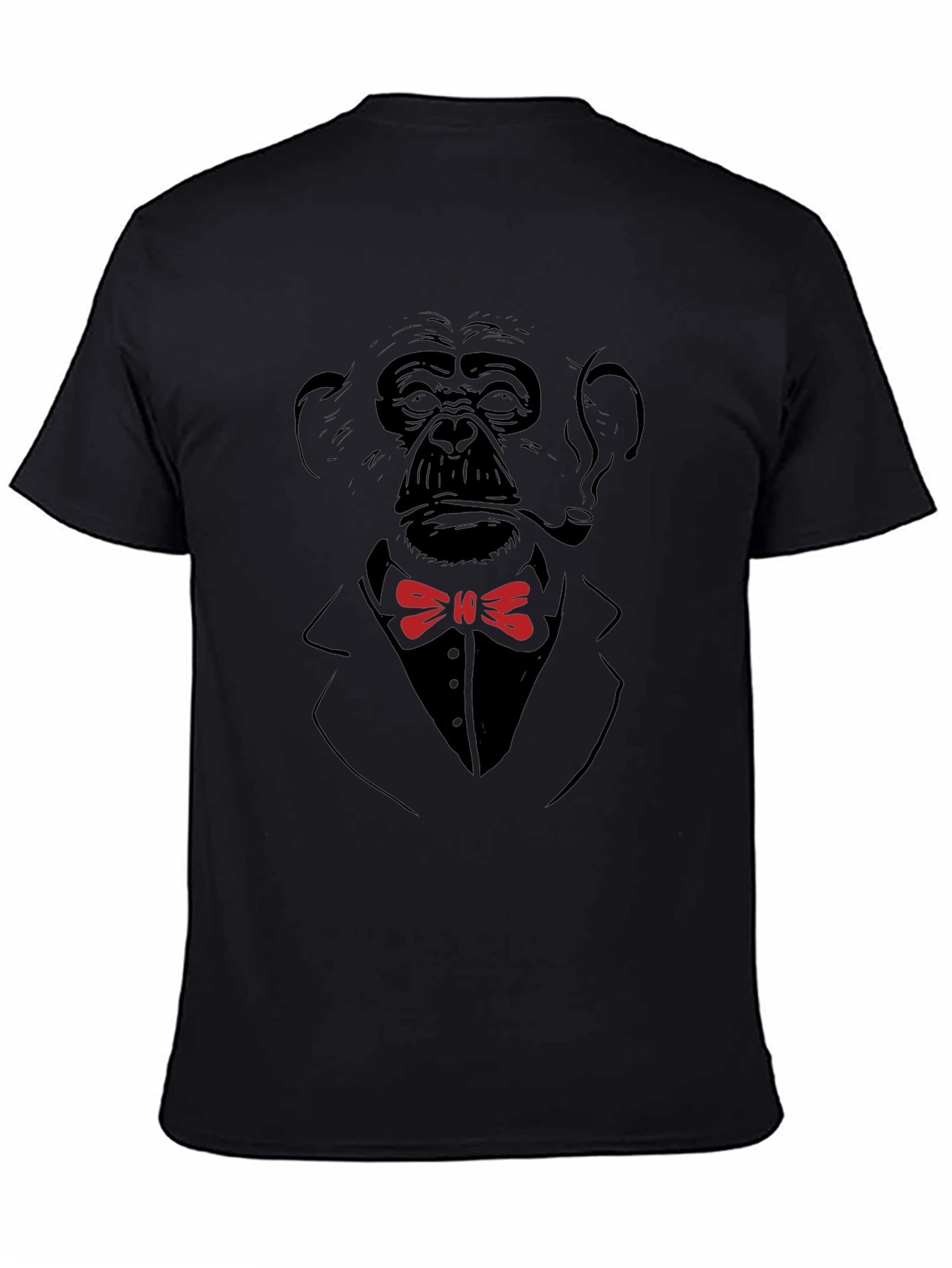 Chimpanzee Smoking Pipe T-Shirt - Black