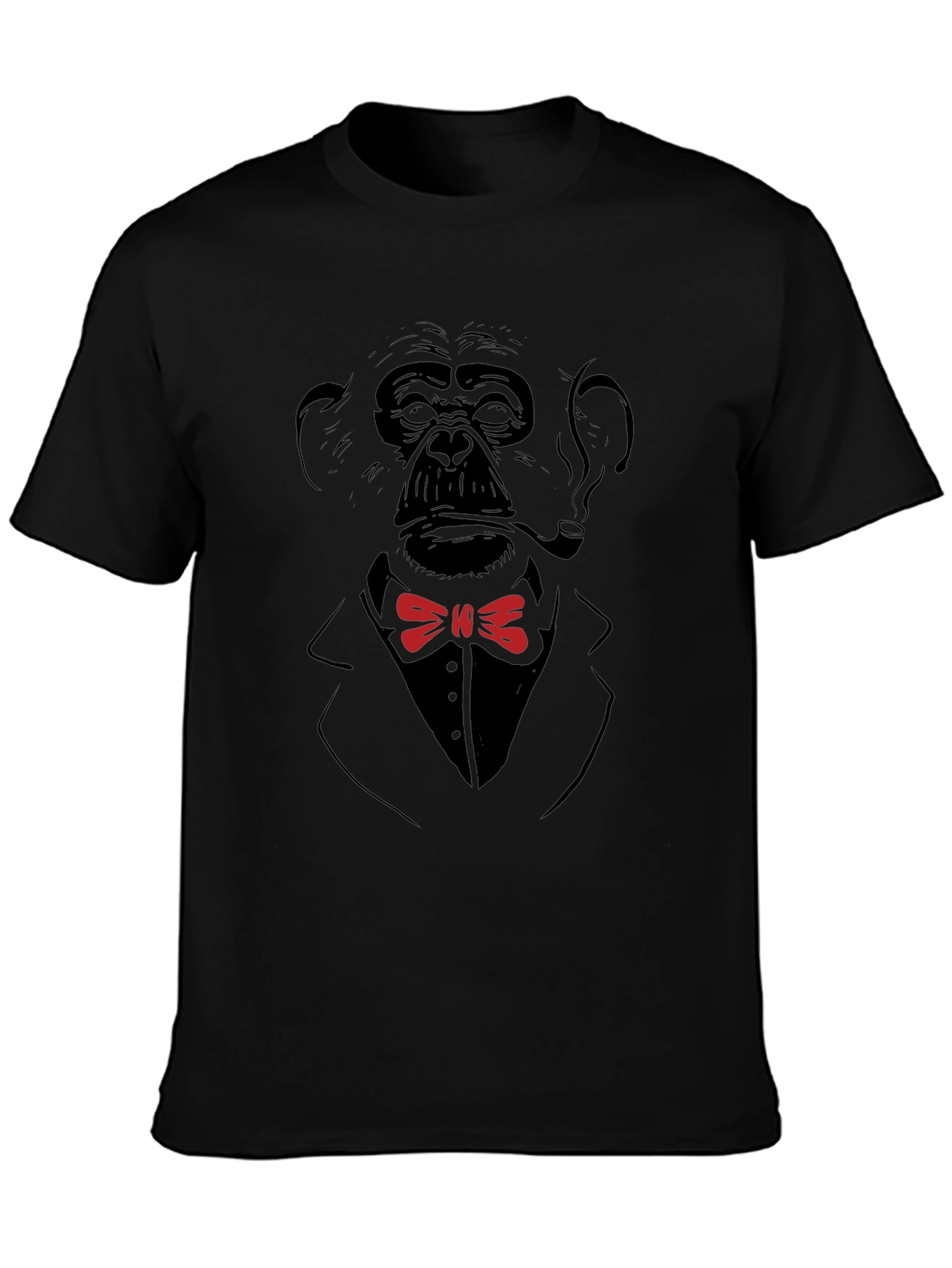 Chimpanzee Smoking Pipe T-Shirt - Black