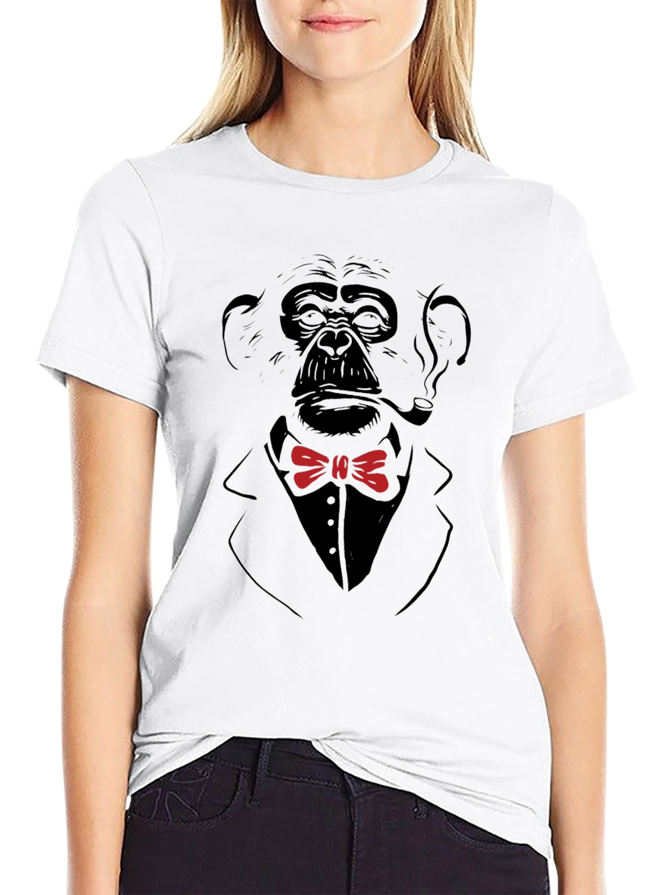 Chimpanzee Smoking Pipe T-Shirt - Black