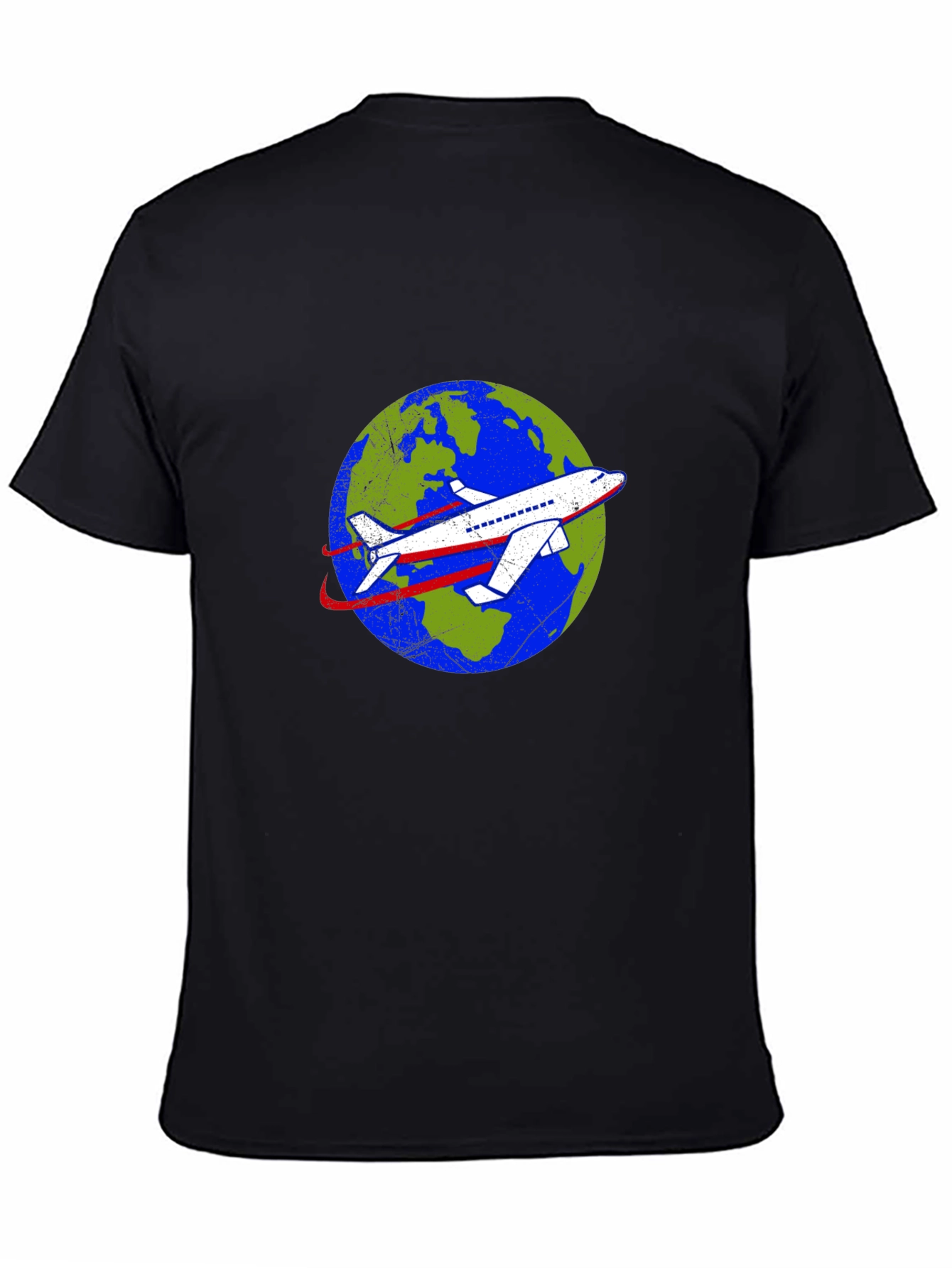 Around the World Airplane Graphic Tee - Black