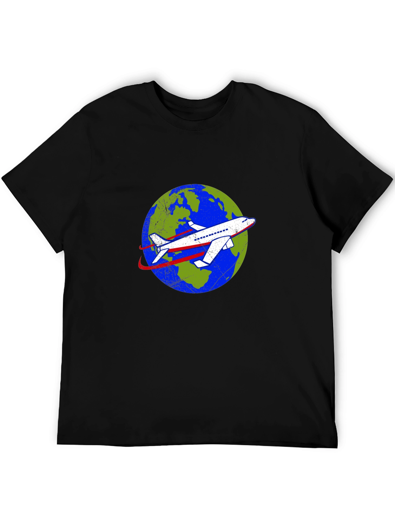 Around the World Airplane Graphic Tee - Black