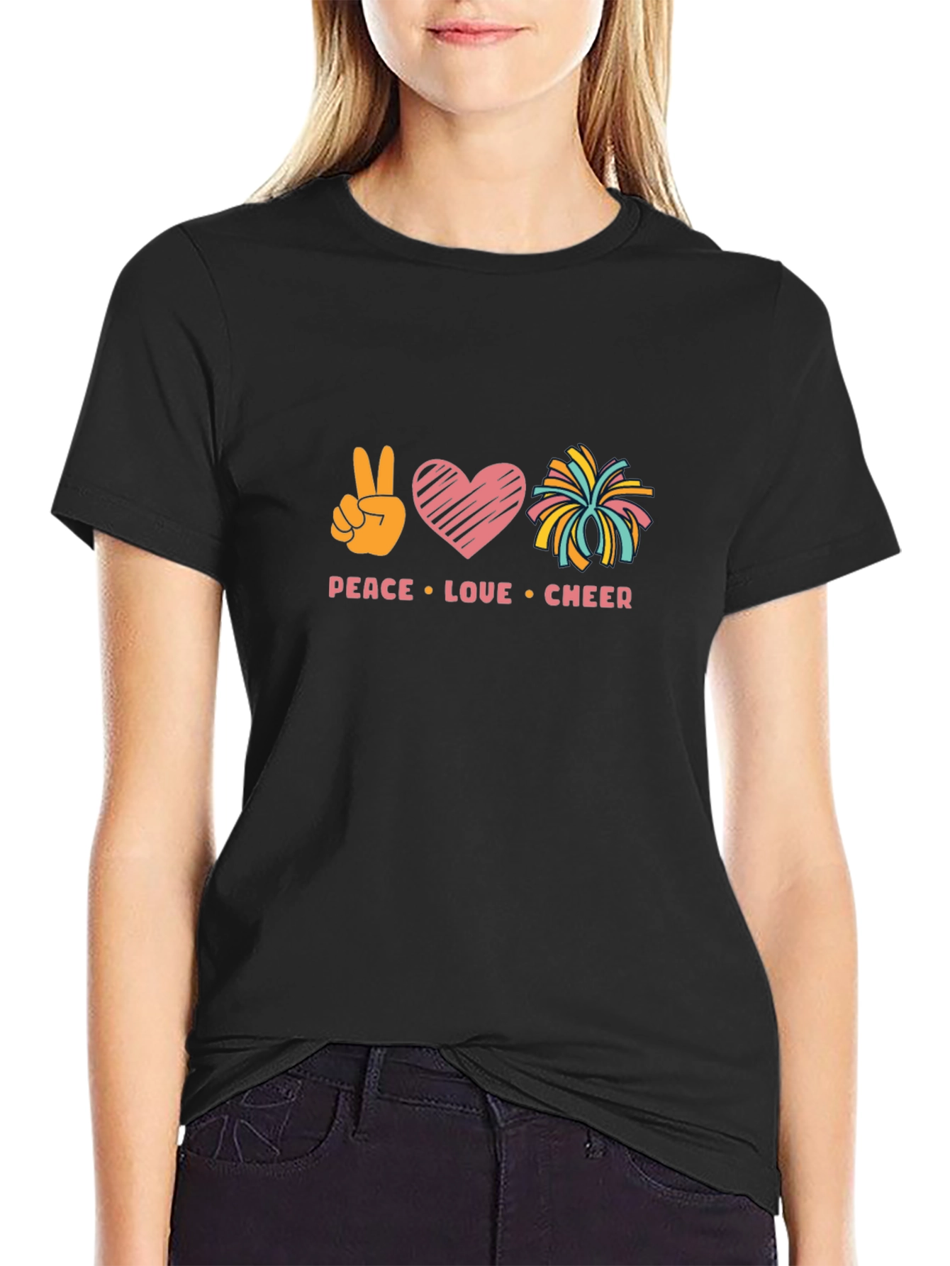 Peace Love Cheer Graphic Tee - Soft Cotton Blend