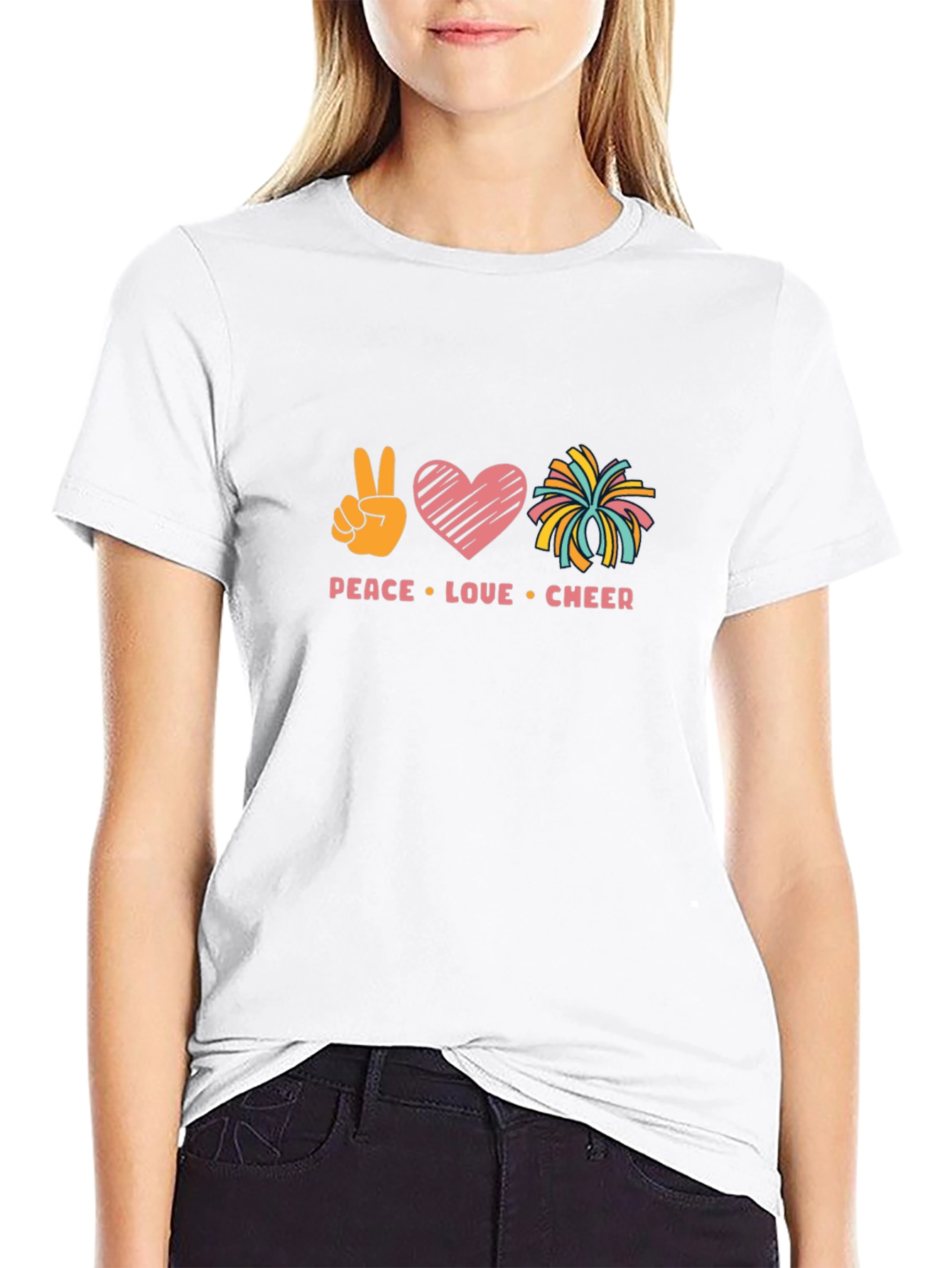 Peace Love Cheer Graphic Tee - Soft Cotton Blend