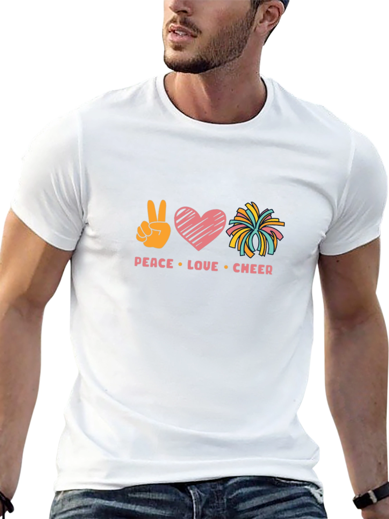 Peace Love Cheer Graphic Tee - Soft Cotton Blend
