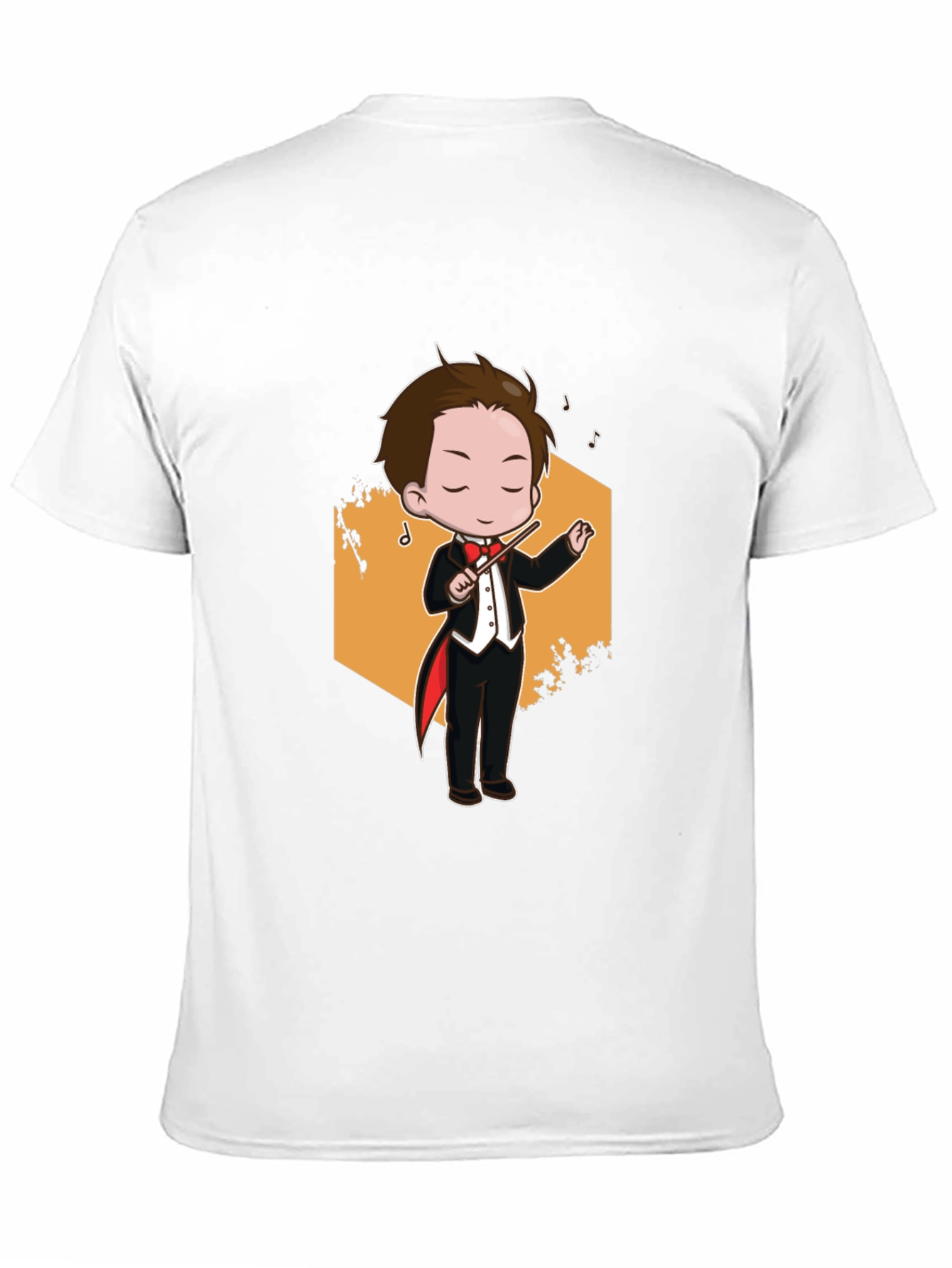 Cartoon Conductor Graphic Tee - Black Cotton T-Shirt