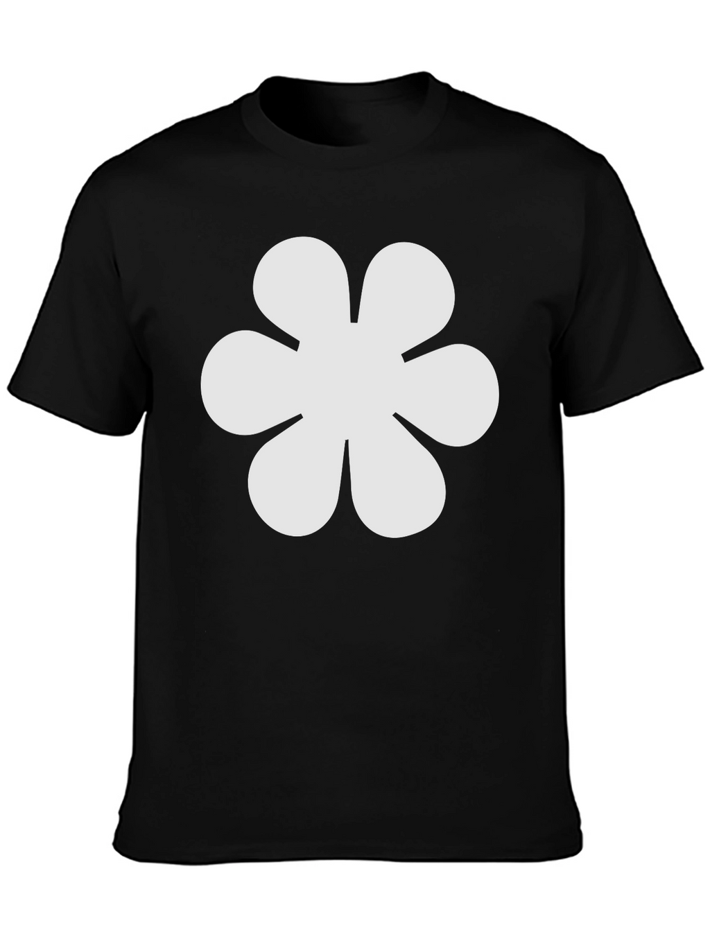 Black T-Shirt with White Flower Graphic