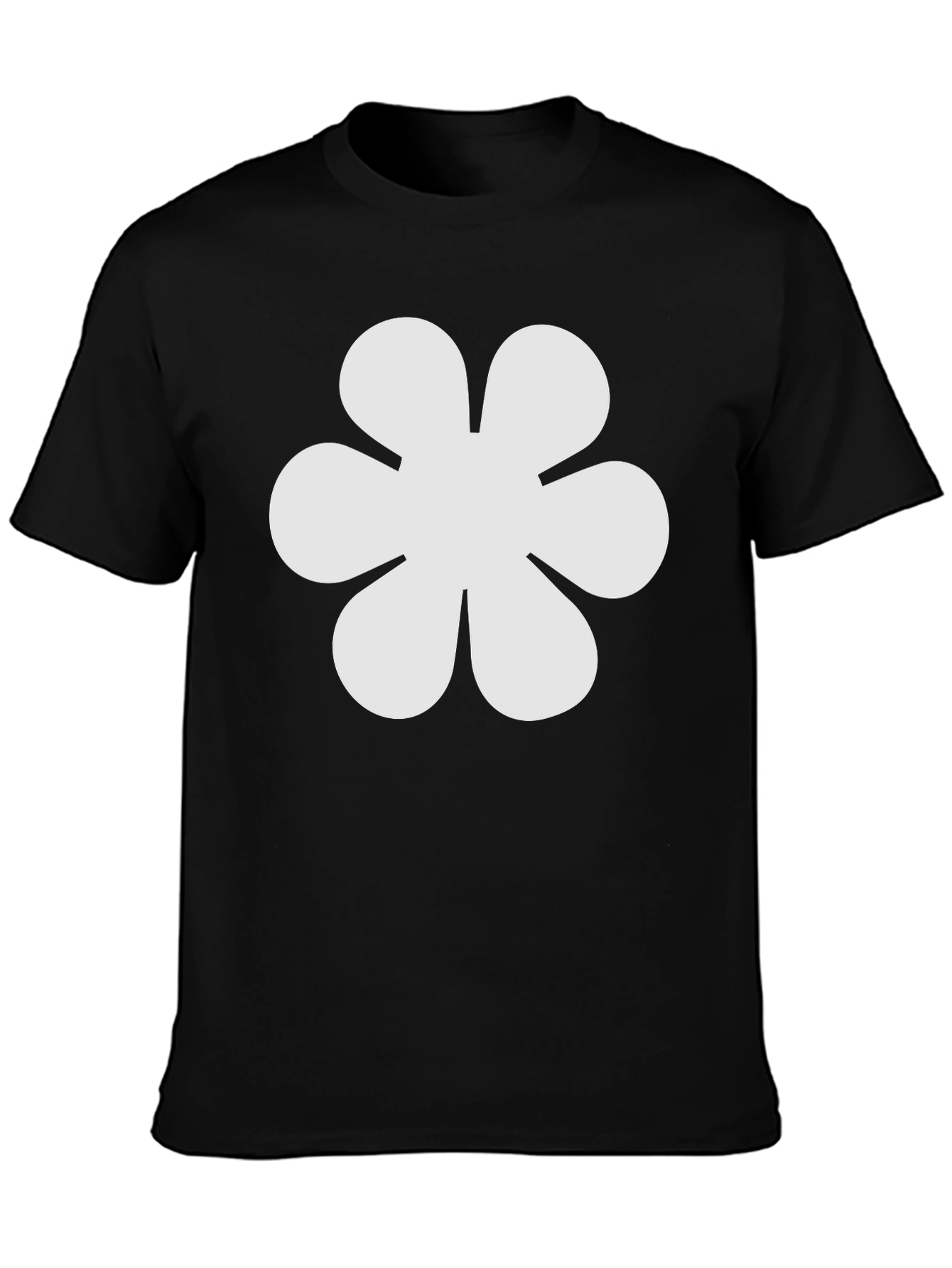 Black T-Shirt with White Flower Graphic