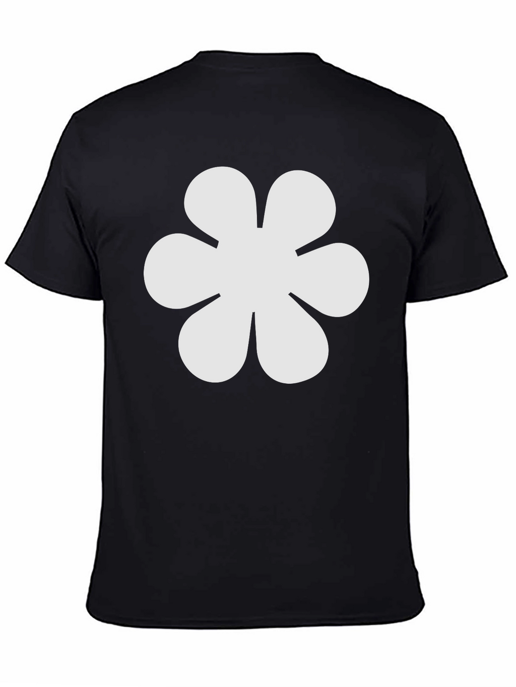 Black T-Shirt with White Flower Graphic