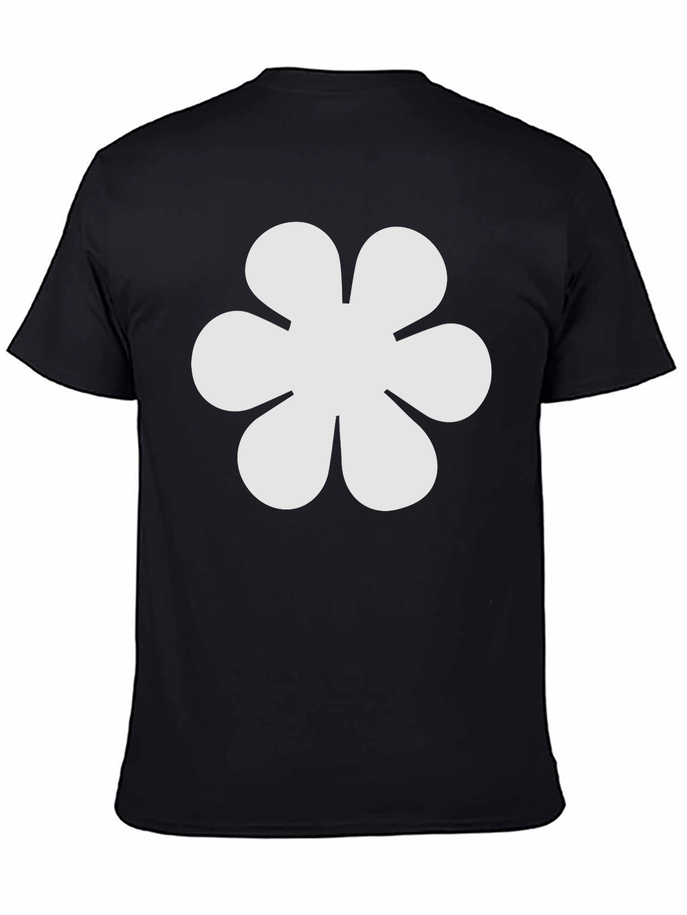 Black T-Shirt with White Flower Graphic