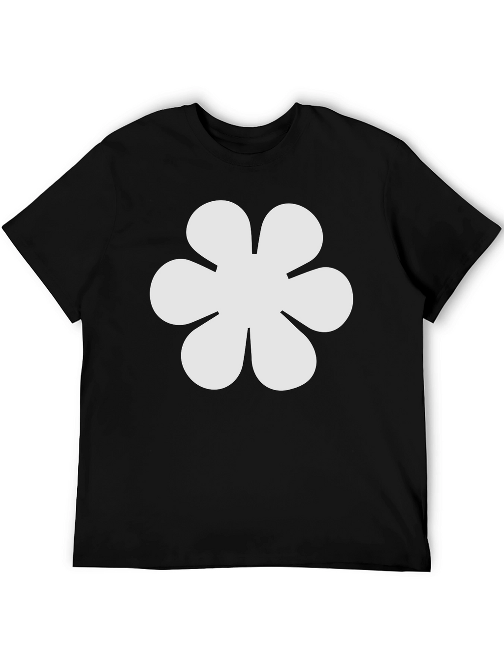 Black T-Shirt with White Flower Graphic