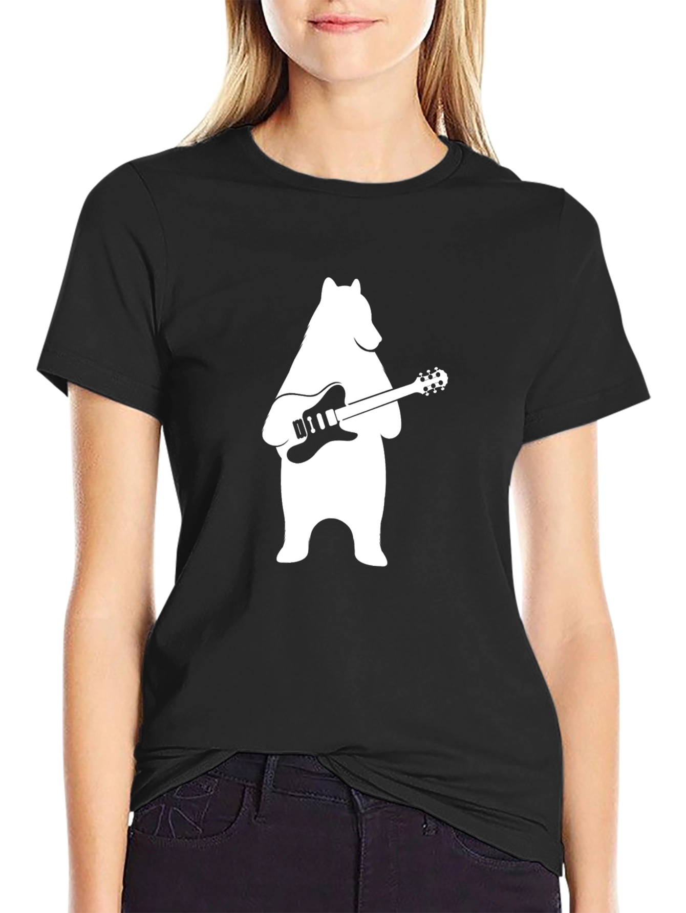Cool Bear Playing Guitar Graphic T-Shirt