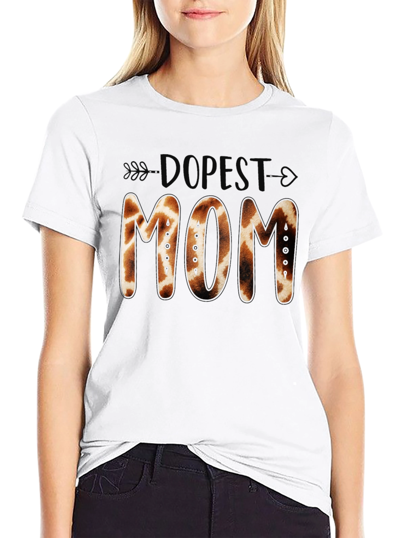 Dopest Mom Giraffe Print Graphic Tee