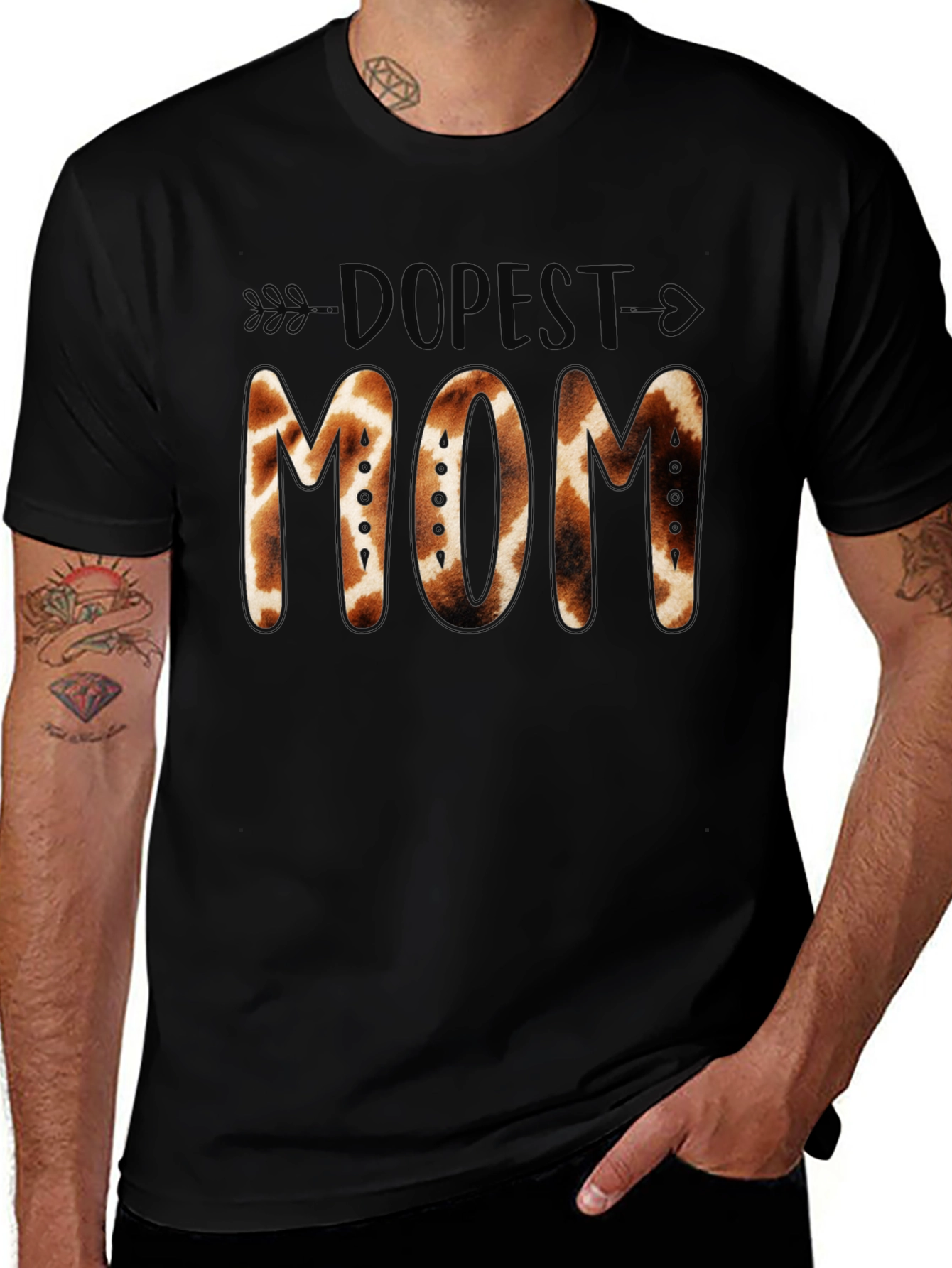 Dopest Mom Giraffe Print Graphic Tee
