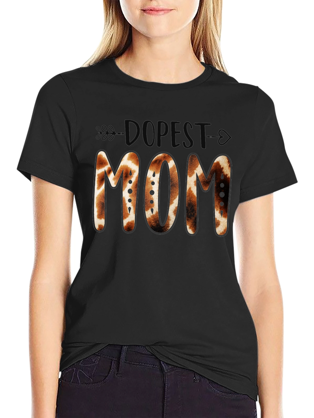 Dopest Mom Giraffe Print Graphic Tee