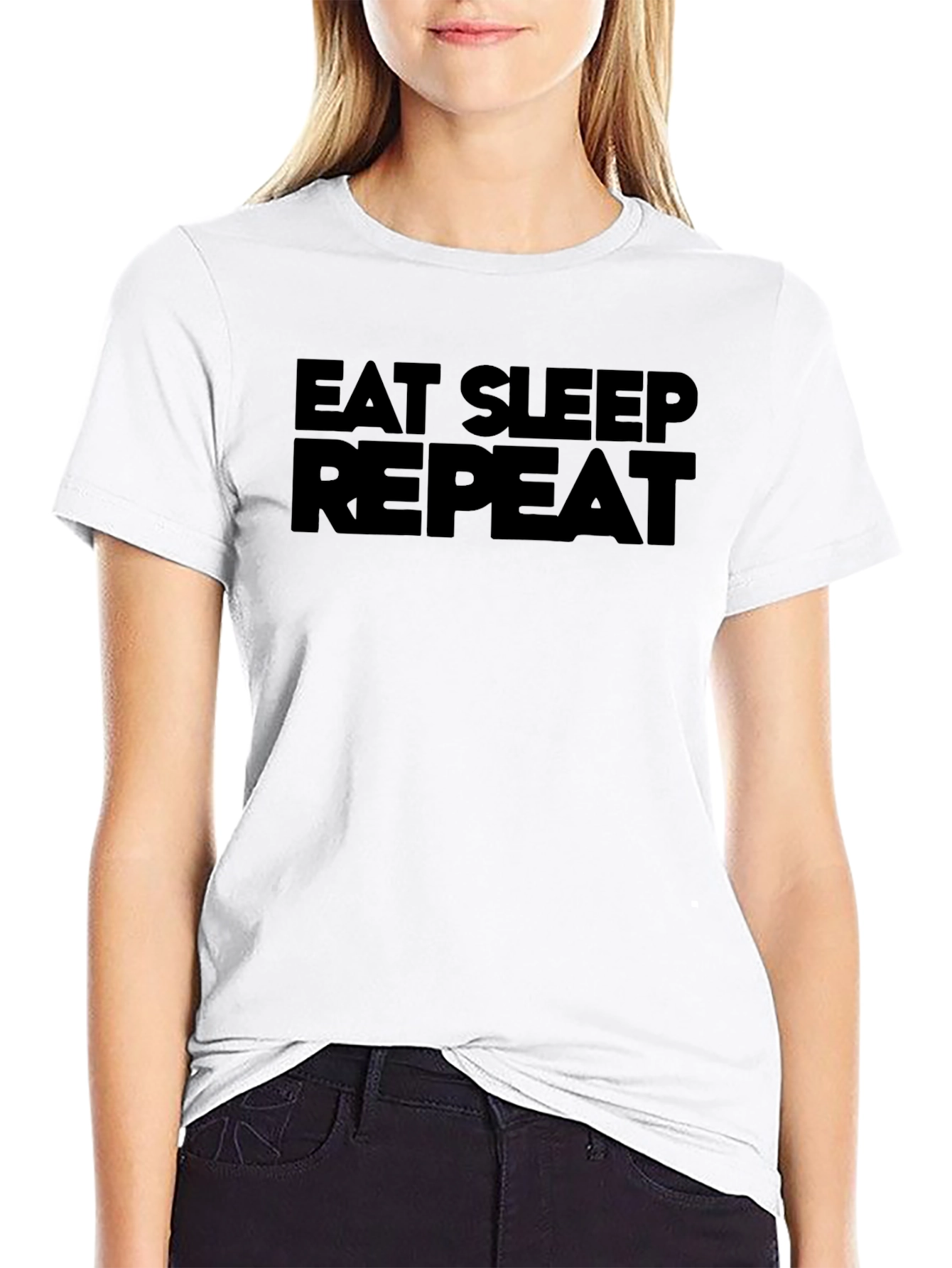Eat Sleep Repeat Graphic T-Shirt - Black Casual Tee