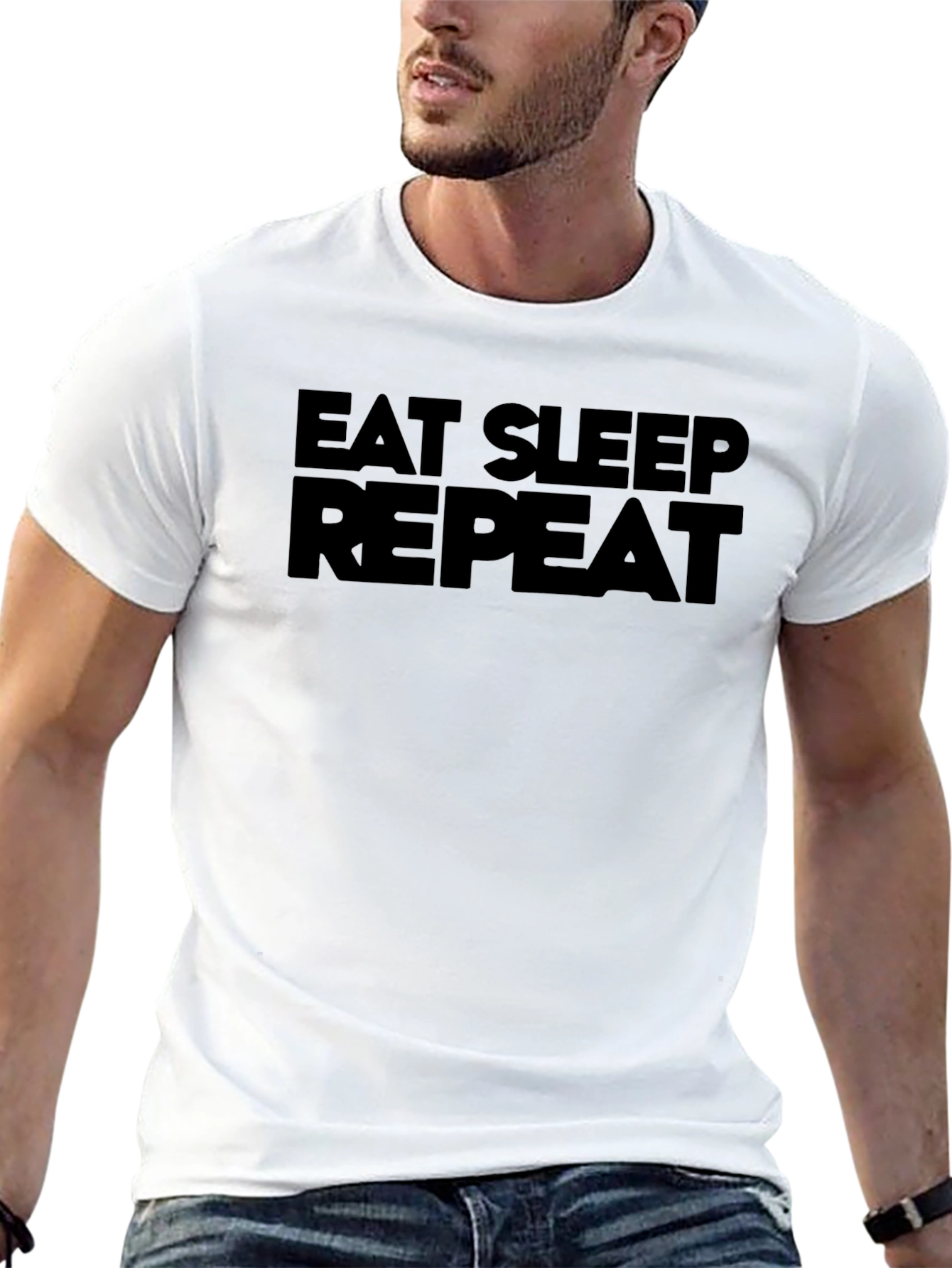 Eat Sleep Repeat Graphic T-Shirt - Black Casual Tee