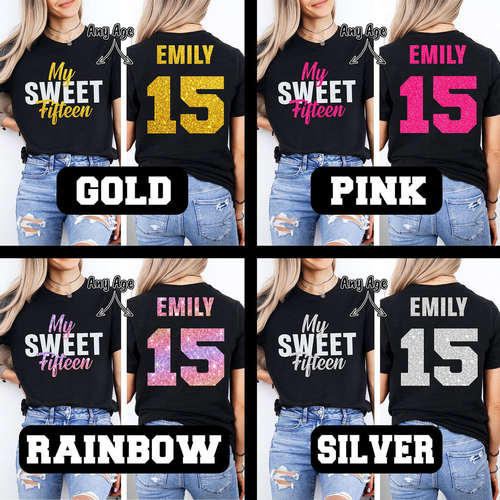 My Sweet Sixteen Birthday Shirt, Pink Glitter 16th Party Tee