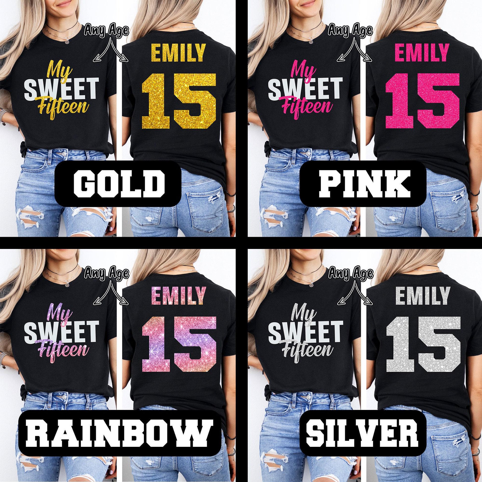 My Sweet Sixteen Birthday Shirt, Pink Glitter 16th Party Tee